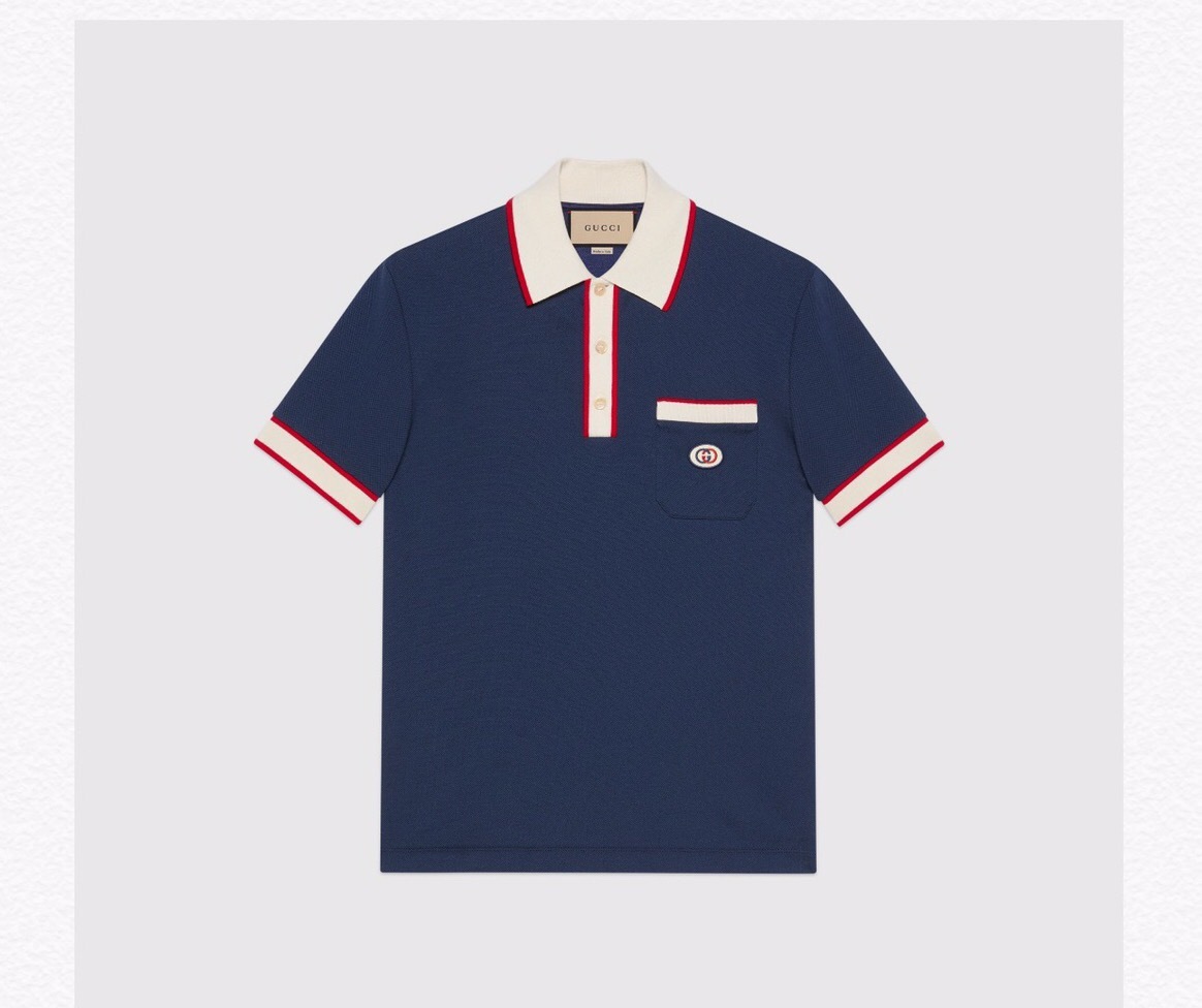 P289 蓝色红白条POLO衫