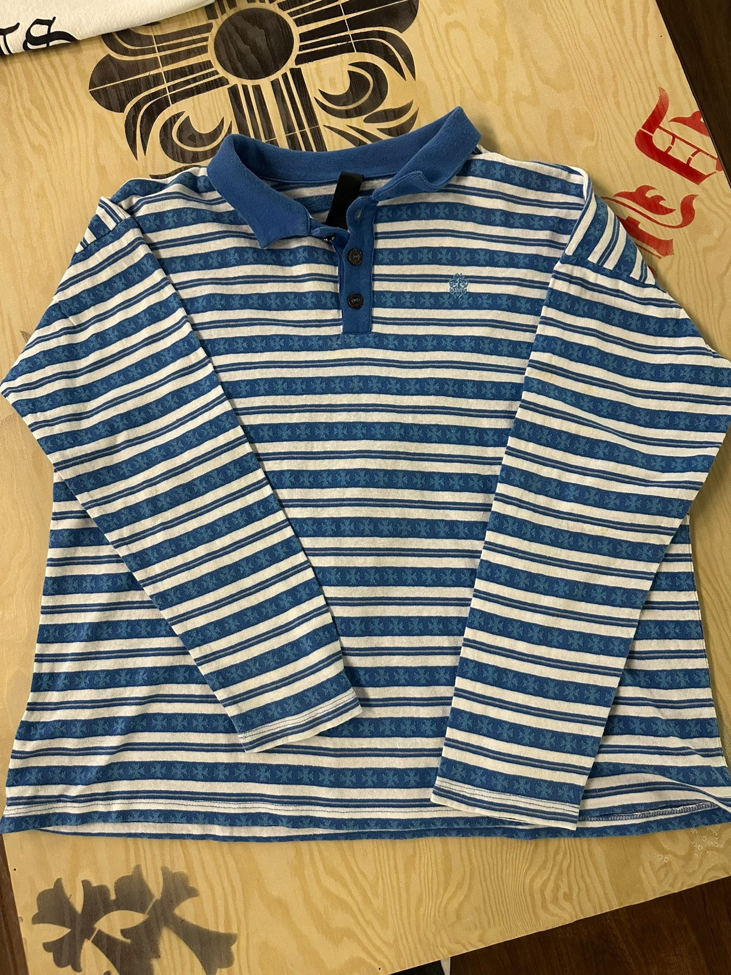 P399 宝剑刺绣长袖衫 蓝色
