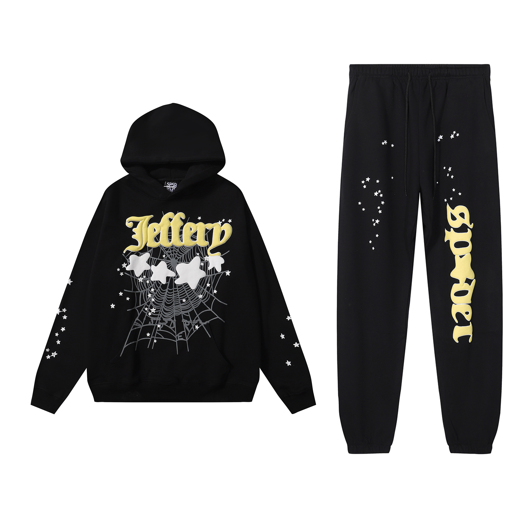 Sp5der Worldwide Jeffery Star and Spiderweb Print Hoodie 8219 and Trousers 8319 Set - Unisex