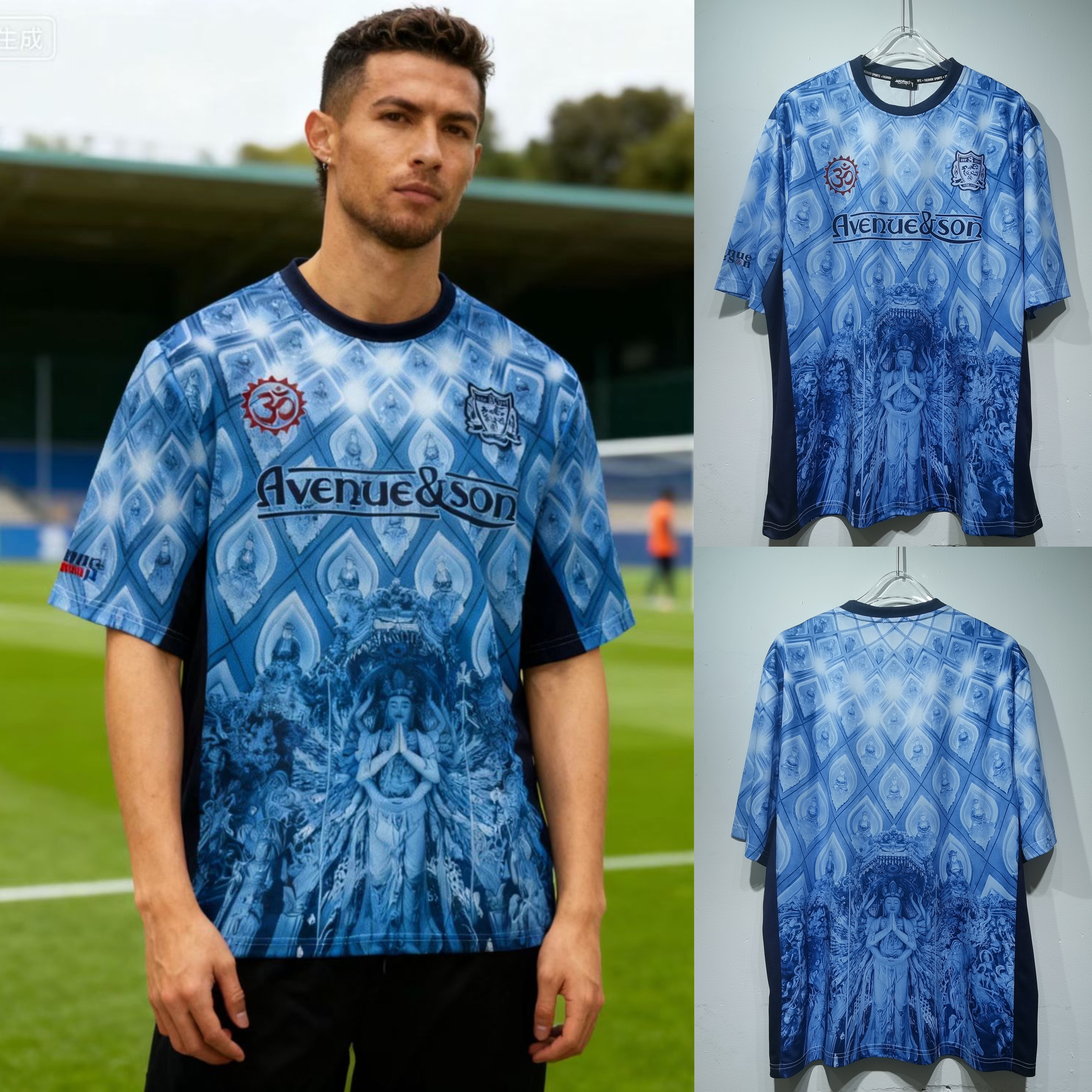 TM26 AVENUE & SON Thousand-Armed Guanyin Crewneck Jersey - Navy, Unisex