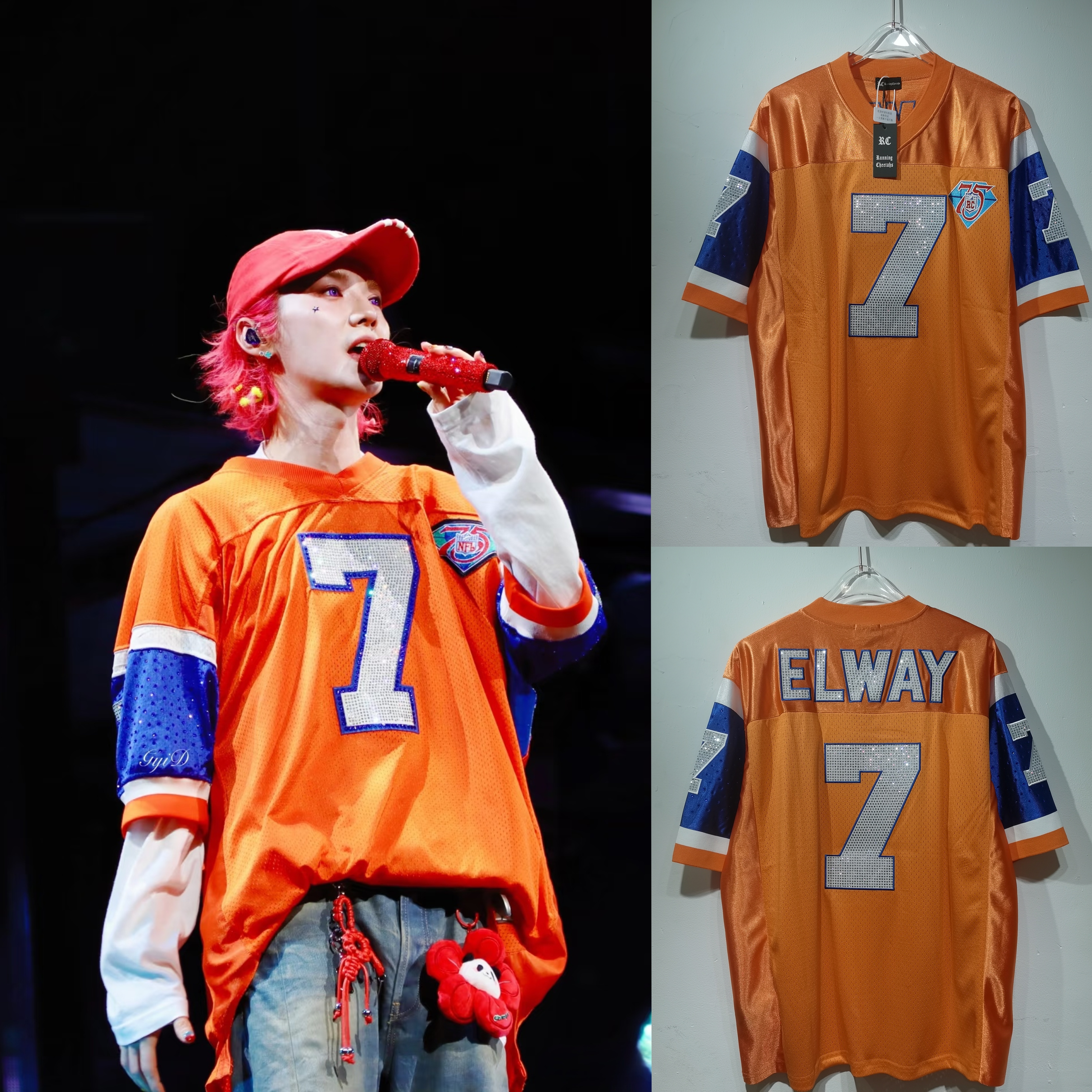 CT016 Denver Broncos Number 7 Retro Mesh Football Jersey with Rhinestones