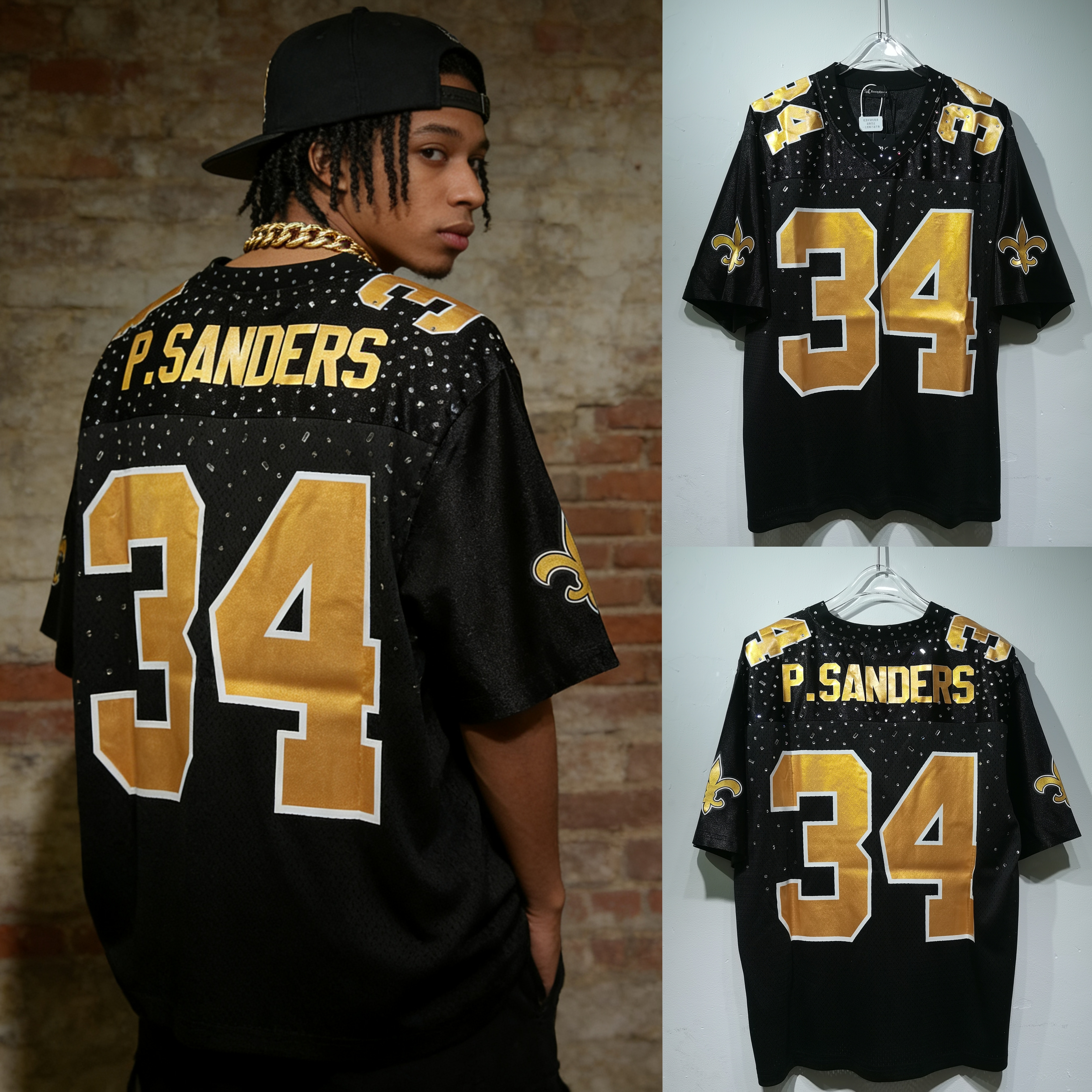 CT025 New Orleans Saints Number 34 Jersey - Black and Gold