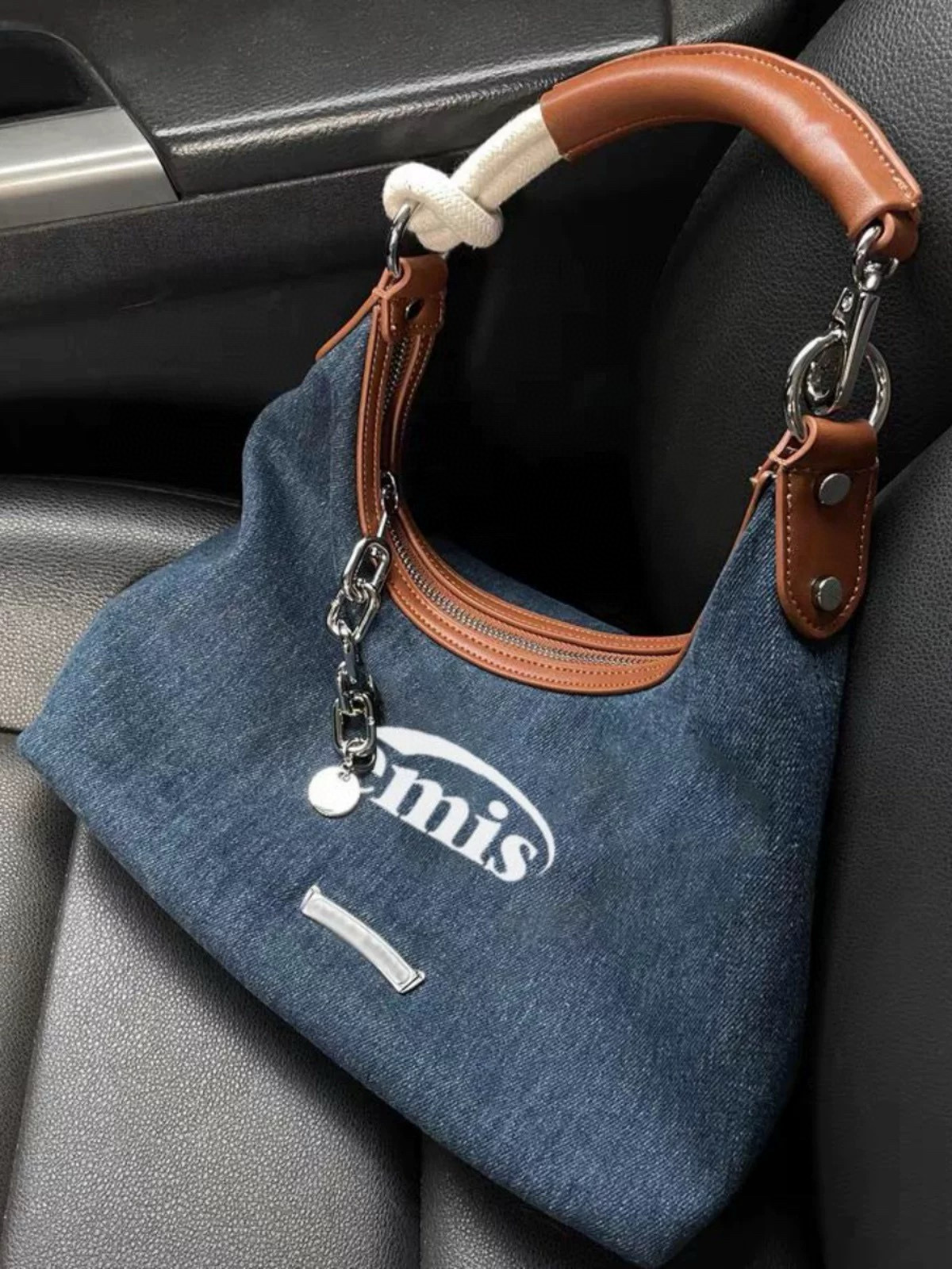 5101 Emis Vintage Denim Tote Shoulder Bag - 28 x 8 x 25 cm
