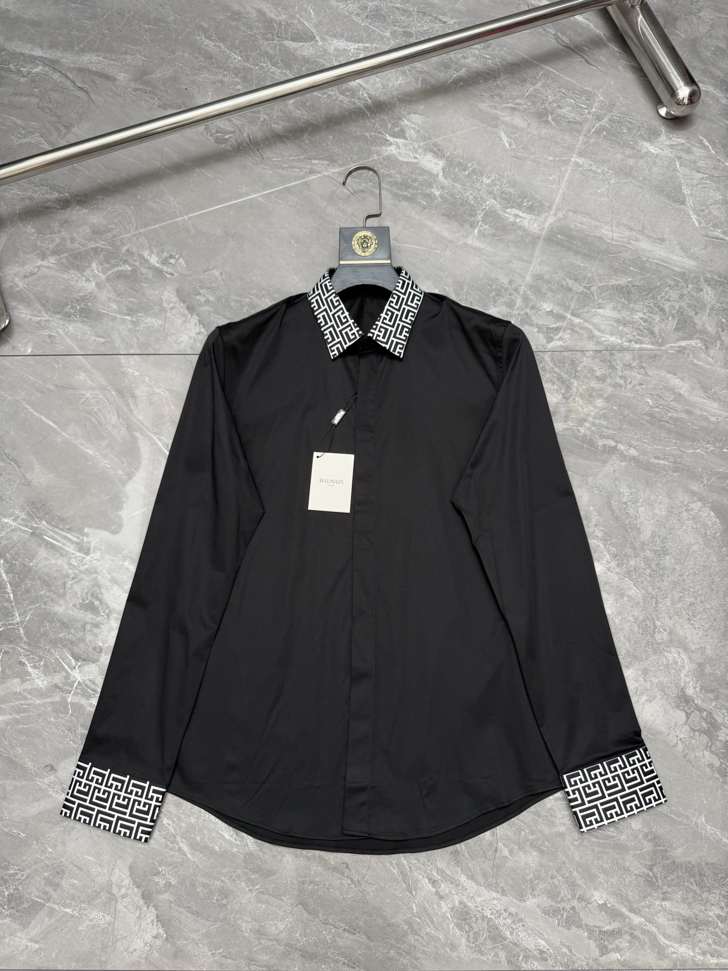 Balmain Classic Maze-Pattern Shirt - Black or White
