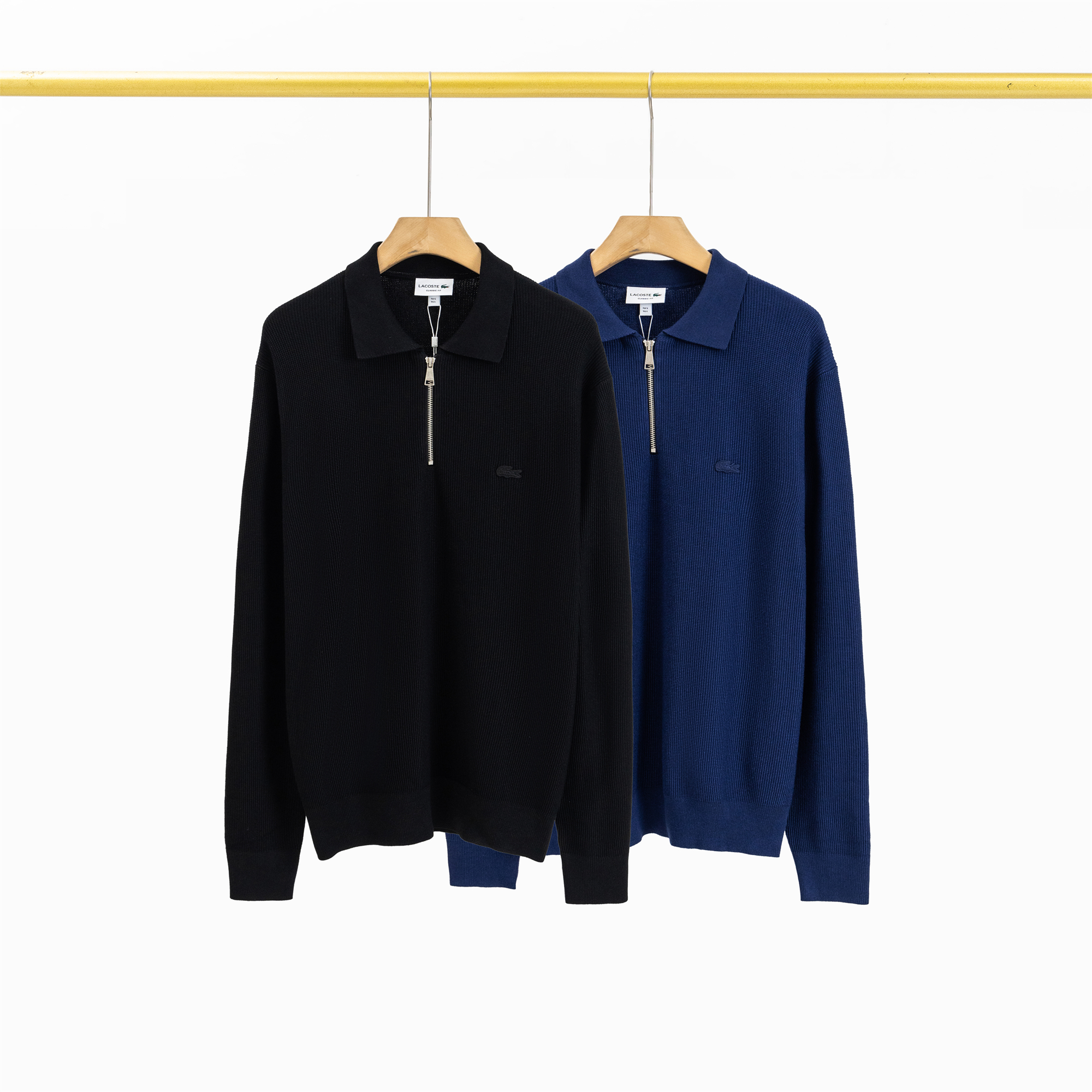 AH5187 Crocodile Turn-Down-Collar Half-Zip Sweater