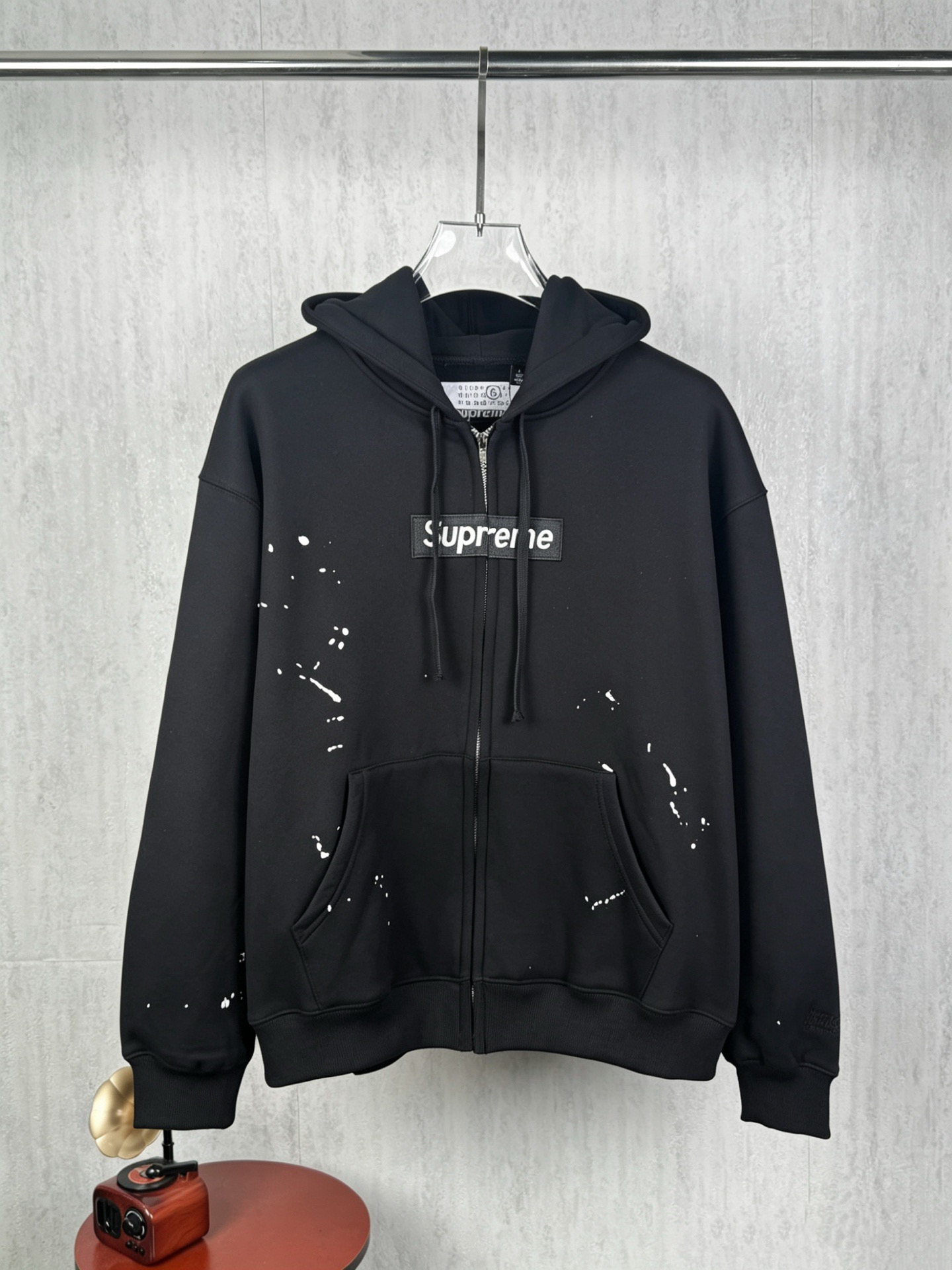 LZY95 Supreme Paint-Splatter Box-Logo Hooded Jacket