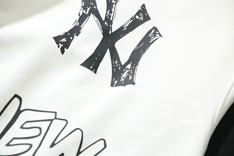 Y668926#  可扫码验证NY&MLB刺绣印花前后拼接涂鸦字母1903纯棉圆领毛圈卫衣 黑色 白色 M L XL XXL · image 8
