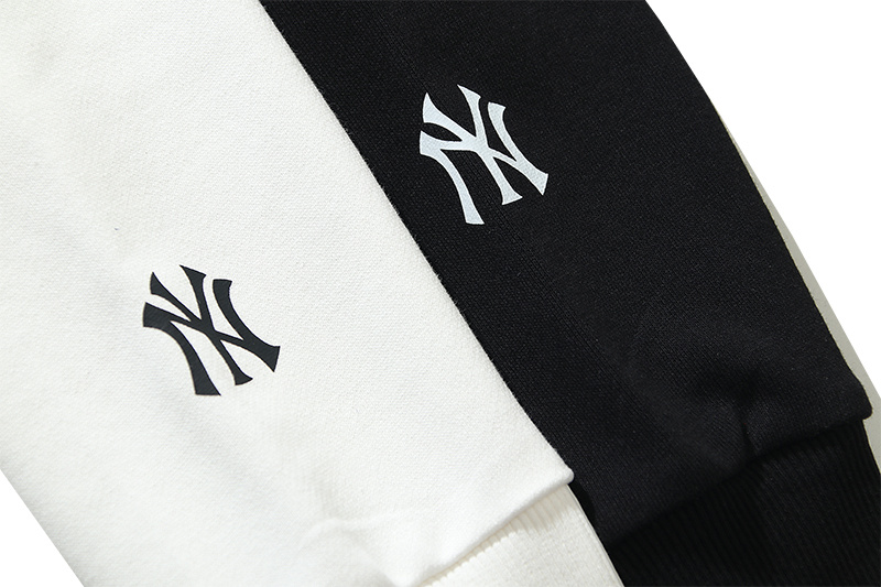 Y668926#  可扫码验证NY&MLB刺绣印花前后拼接涂鸦字母1903纯棉圆领毛圈卫衣 黑色 白色 M L XL XXL · image 5