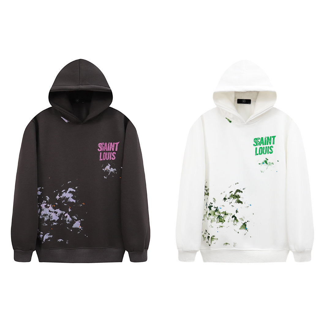 编号728 美式Saint Louis Paint Hoodie泼墨连帽加绒卫衣 · cover
