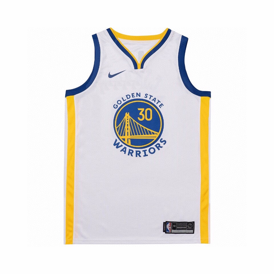 （款号S30）【顶级刺绣版本】白底细节图 Nike NBA 金州勇士队 库里30号球衣 顶级刺绣版本 -定制优质网眼布面料，原版克重，Dri-FIT 技术导湿速干，防静电处理 -字母数字均为高 · cover