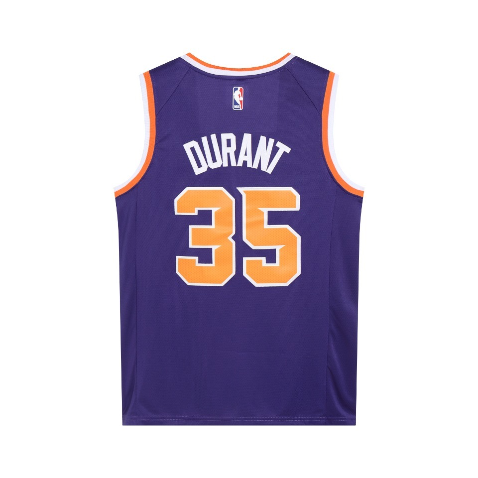 （款号S0035）白底细节图 独家新款 NIKE NBA凯文杜兰特35号球衣 太阳队新款立体字母复古杜兰特球衣字母和英文采用高品质密锈 领口采用圆领设计上身效果超级好 球迷可搭配情侣打球健身休 · image 8