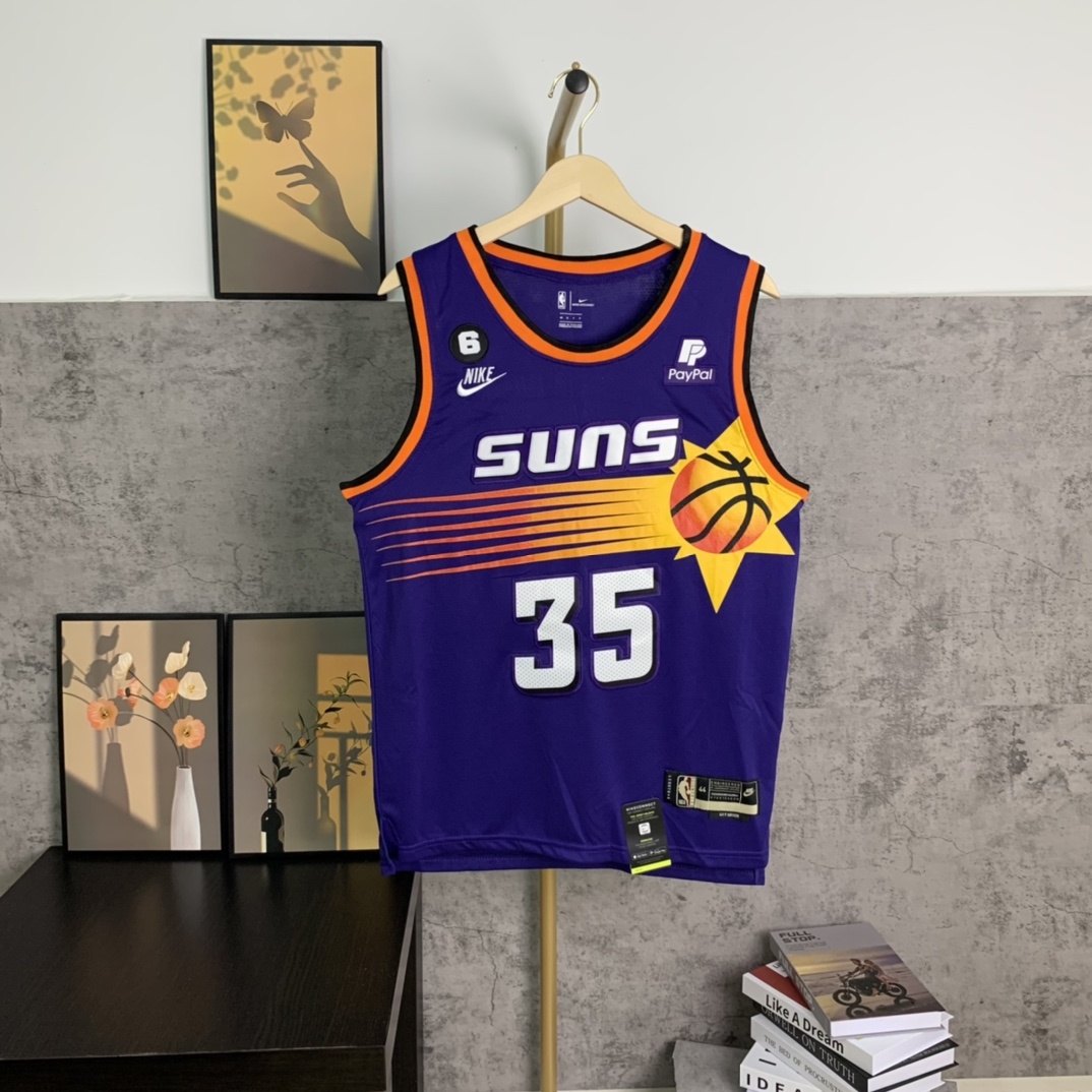 （款号S035）挂拍图 独家上新 NIKE NBA太阳杜兰特球衣 菲尼克斯队复古球衣22-23赛季最新款专柜zp一比一 NBA耐克nike篮球衣 球衣 超透气网眼面料 赶快入手字母和英文采用高 · cover