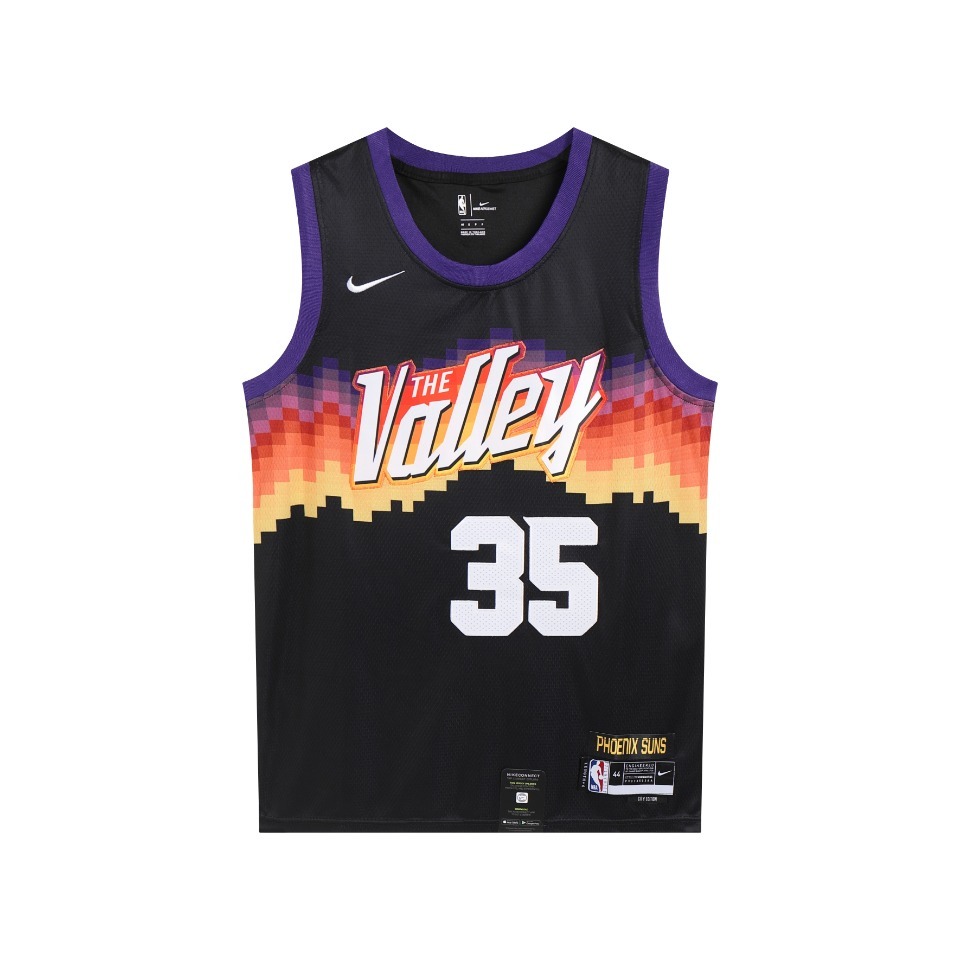 （款号S35）白底细节图 MY独家上新  耐克×NBA太阳杜兰特35号复古球衣  菲尼克斯太阳 死神杜兰特35号球衣专柜zp一比一 NBA耐克nike篮球衣 球衣 超透气网眼面料 赶快入手字母 · cover