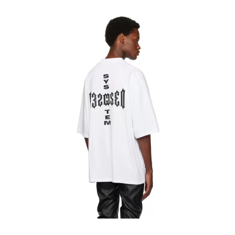 8010#032c ''CRUX'' OVERSIZED BOX-CUT 英文字母印花磨破短袖T恤 白色 S-XL · cover