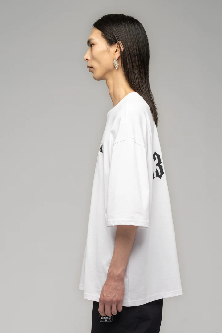 8010#032c ''CRUX'' OVERSIZED BOX-CUT 英文字母印花磨破短袖T恤 白色 S-XL · image 21