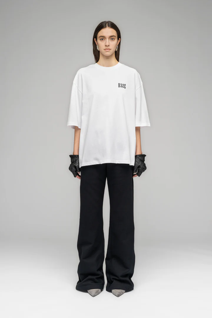 8010#032c ''CRUX'' OVERSIZED BOX-CUT 英文字母印花磨破短袖T恤 白色 S-XL · image 19