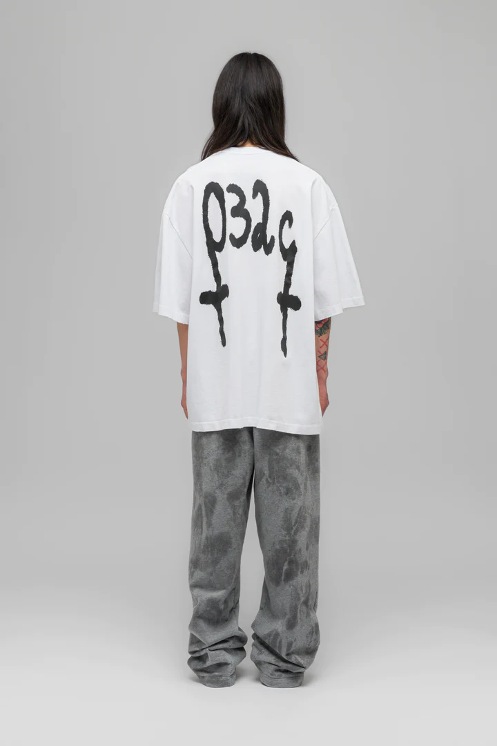 8012#032c"MAYHEM"   OVERSIZED 英文字母印花磨破短袖T恤 白色 S-XL · image 24