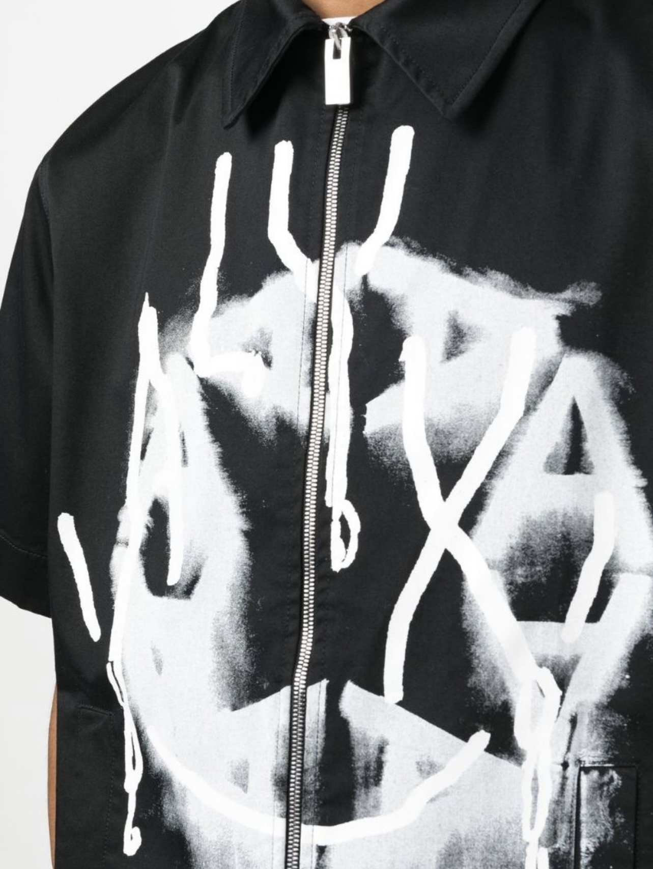 X1021# ALYX 1017 9SM 喷墨涂鸦logo机能拉链短袖衬衫 黑色 SML · image 23