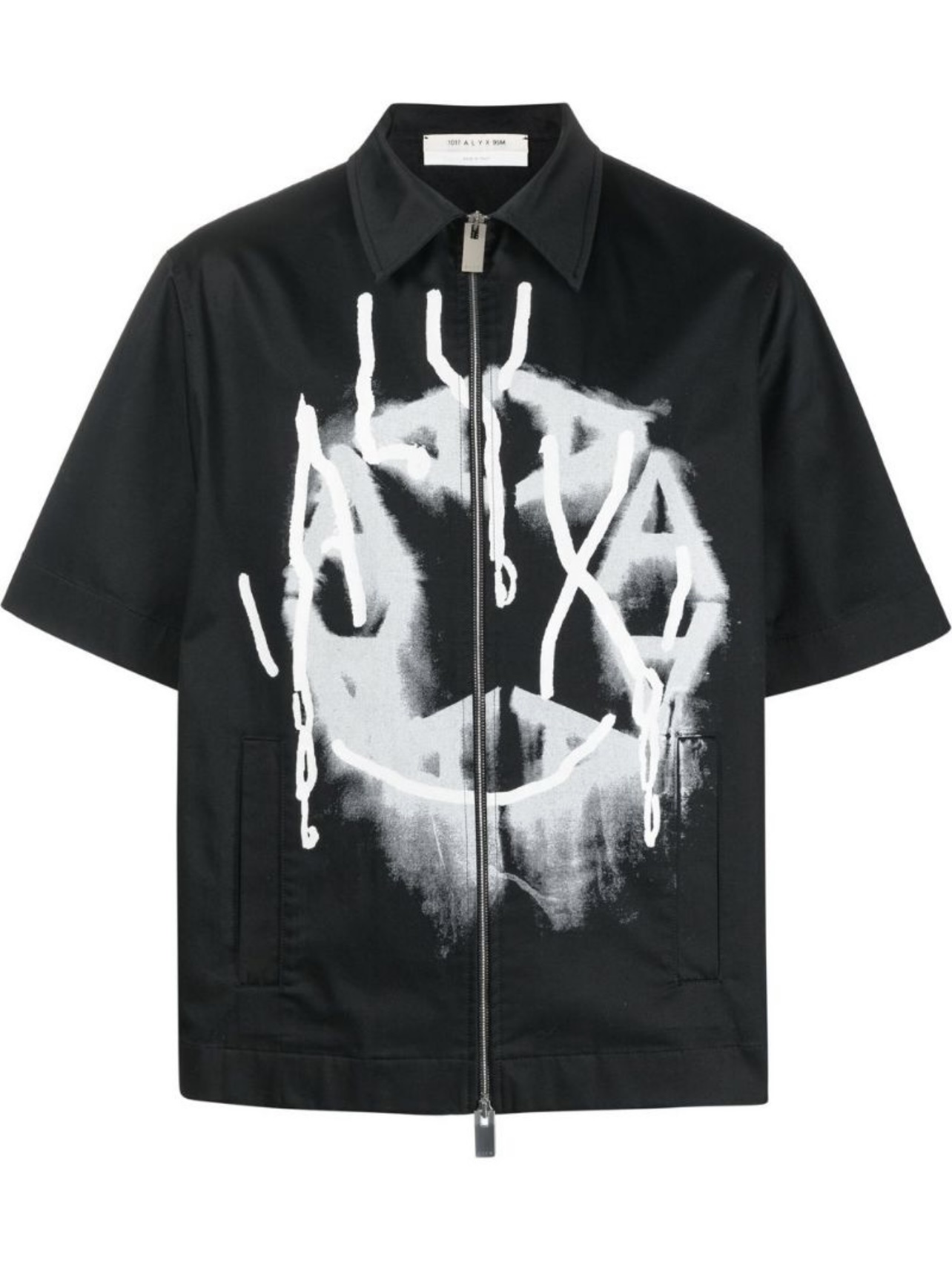 X1021# ALYX 1017 9SM 喷墨涂鸦logo机能拉链短袖衬衫 黑色 SML · image 20