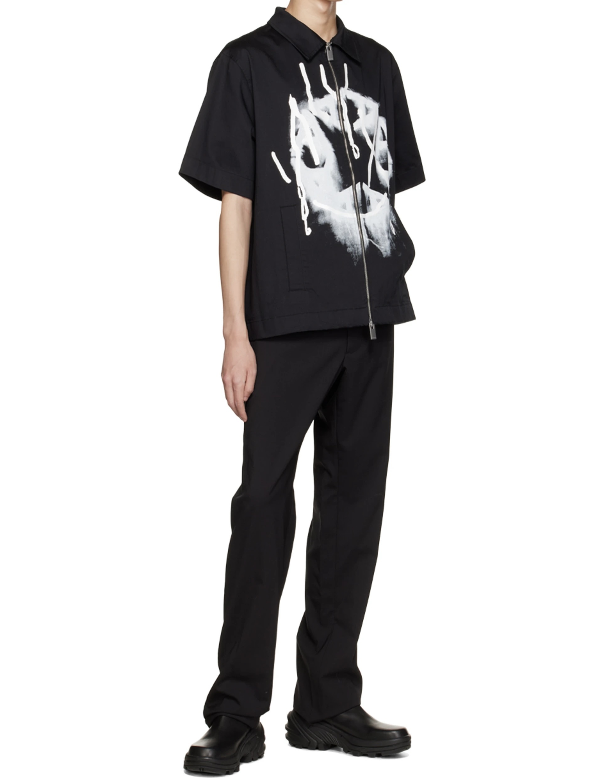 X1021# ALYX 1017 9SM 喷墨涂鸦logo机能拉链短袖衬衫 黑色 SML · image 18