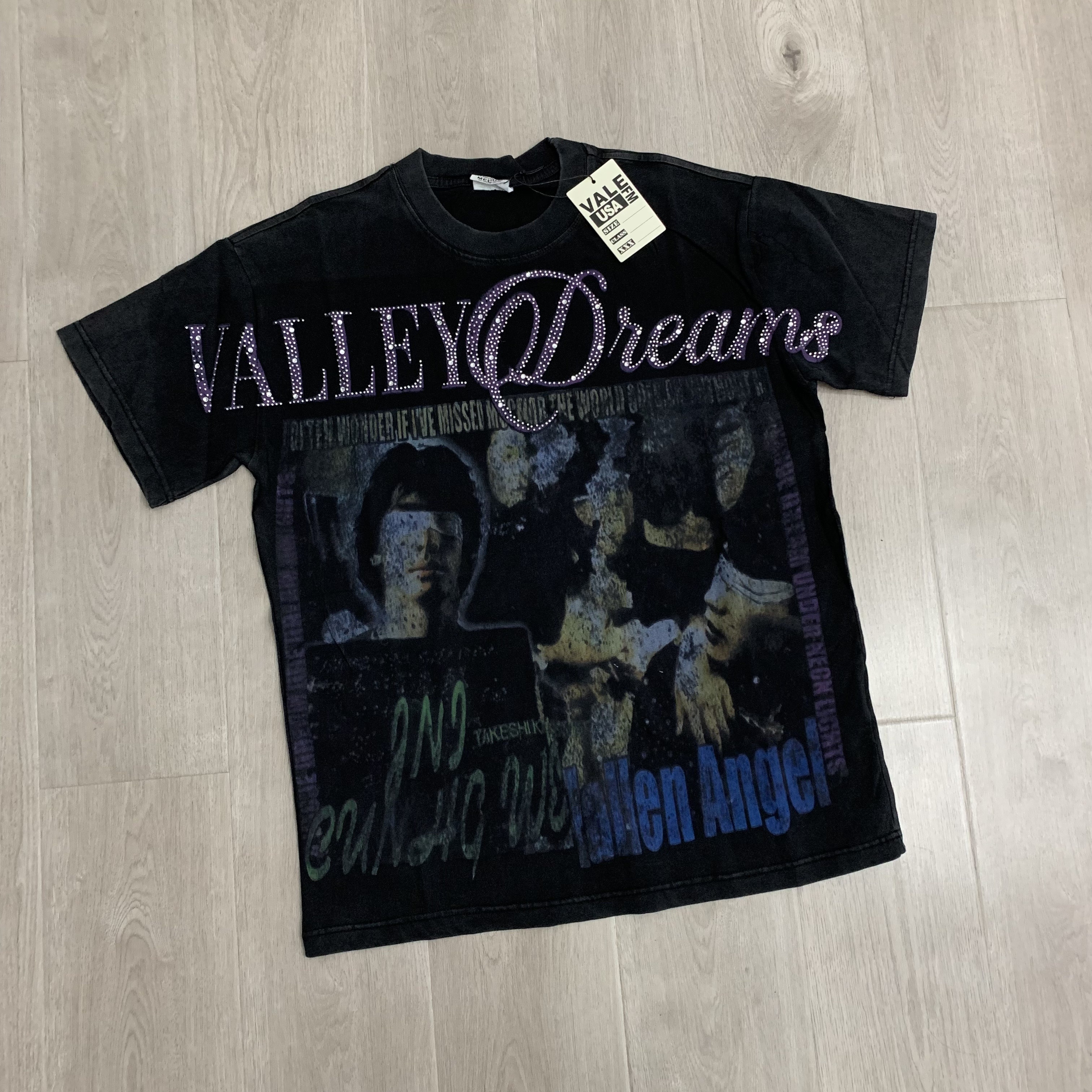 V566#   Vale Forever FALLEN BLING TEE烫钻拼接潮牌洗水做旧短袖 · image 11