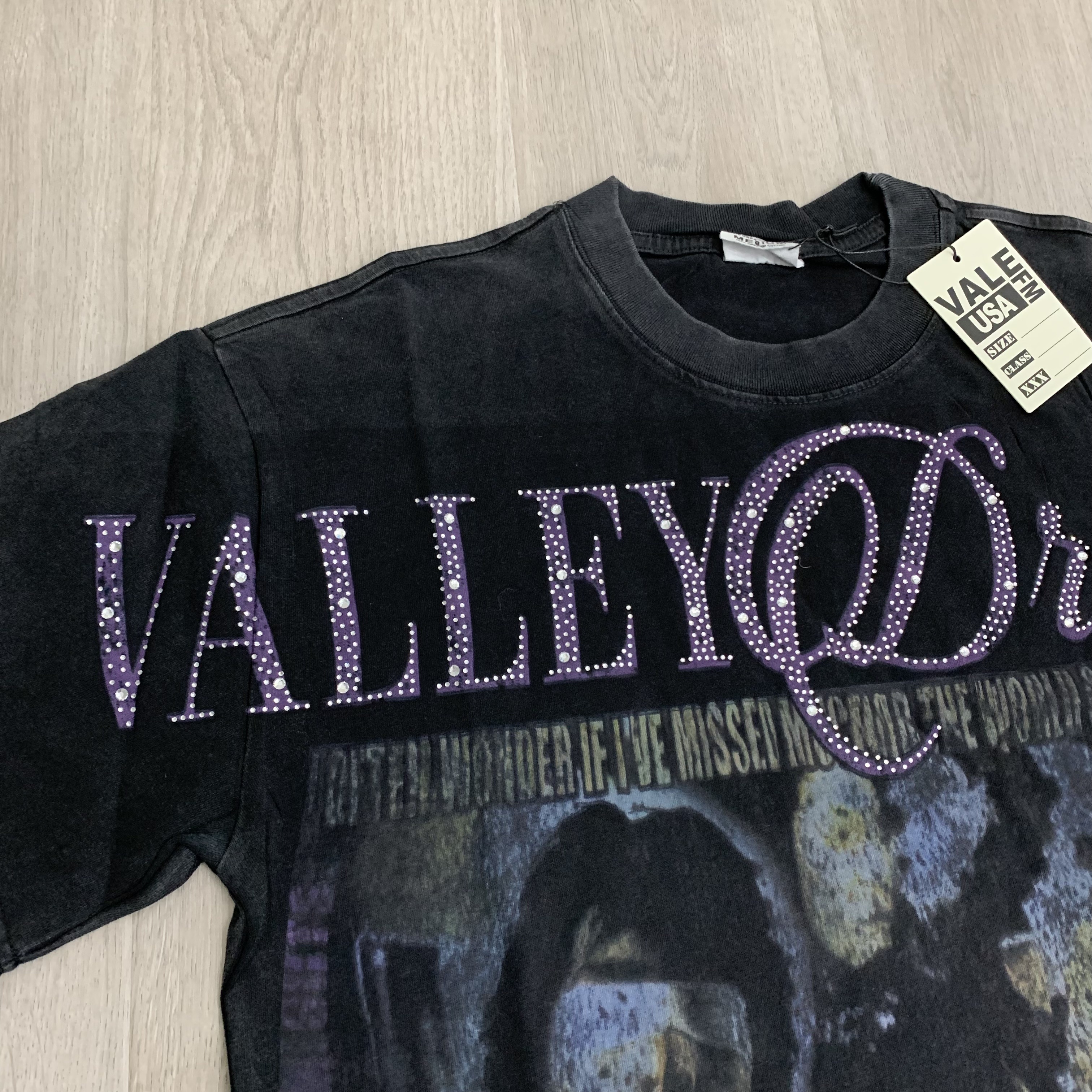 V566#   Vale Forever FALLEN BLING TEE烫钻拼接潮牌洗水做旧短袖 · image 14