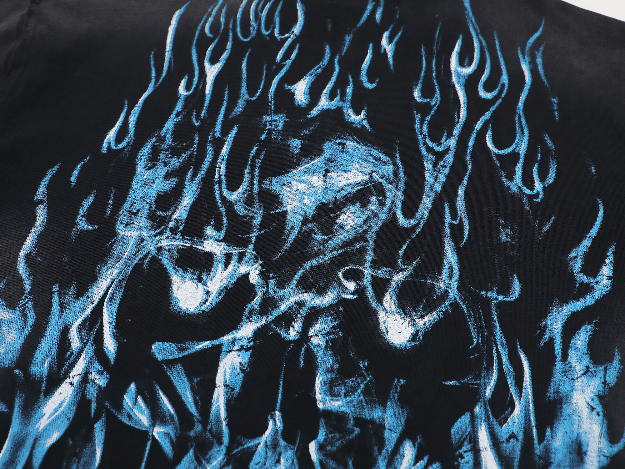 F102#   FIRST ROW WAKE UP AND BE FIERCE FLAME TEE烫钻洗水做旧短袖T恤 · image 6