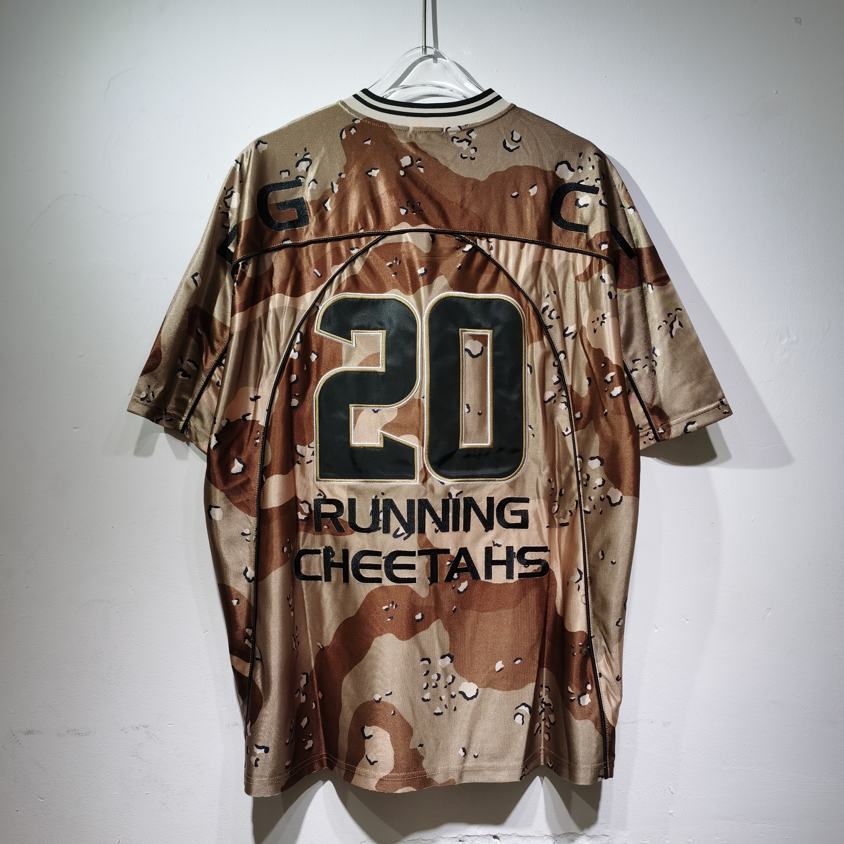 T004Su风 Paneled Jersey刺绣LOGO橄榄球网面短袖T恤黑色 迷彩  红色 SMLXL · image 11