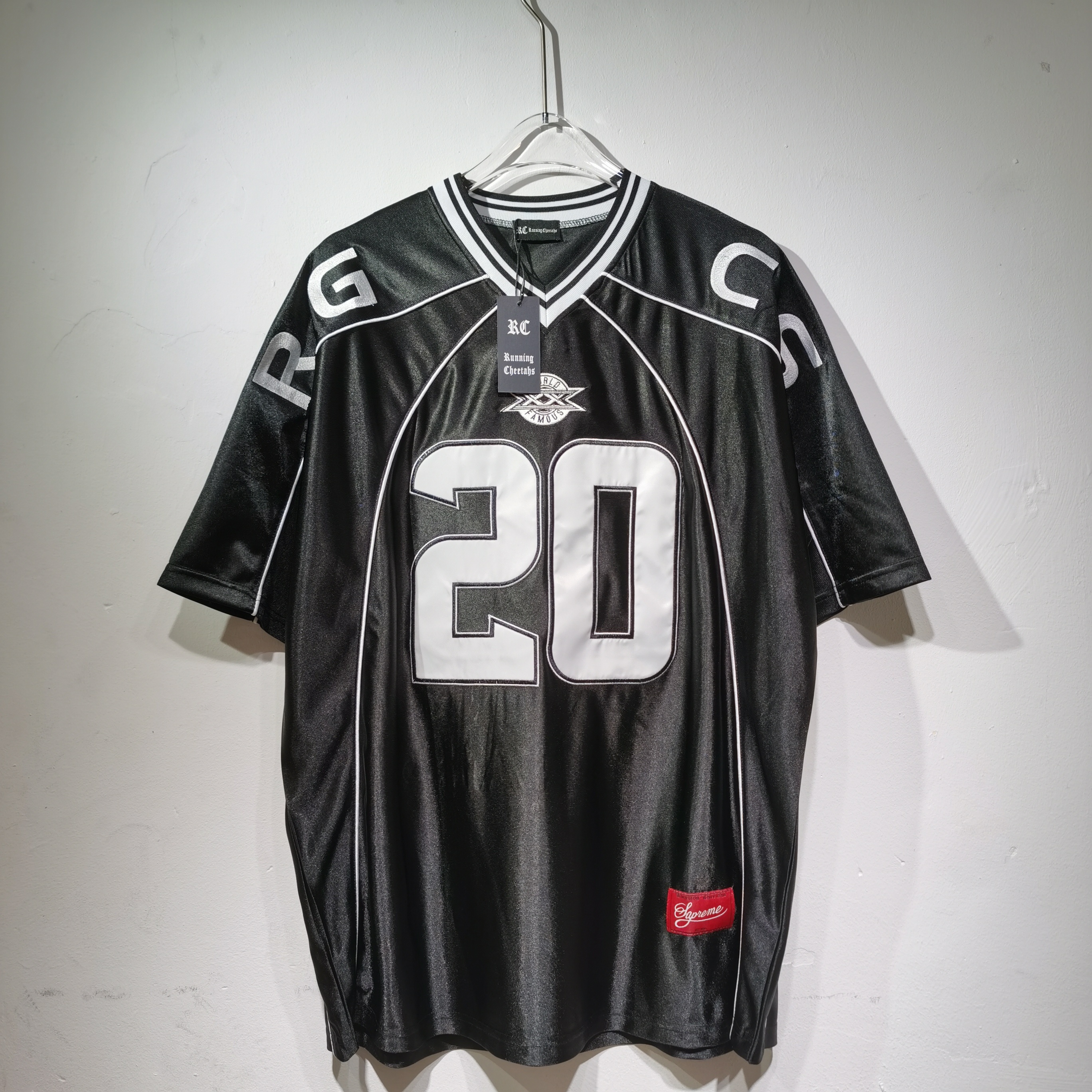 T004Su风 Paneled Jersey刺绣LOGO橄榄球网面短袖T恤黑色 迷彩  红色 SMLXL · image 12