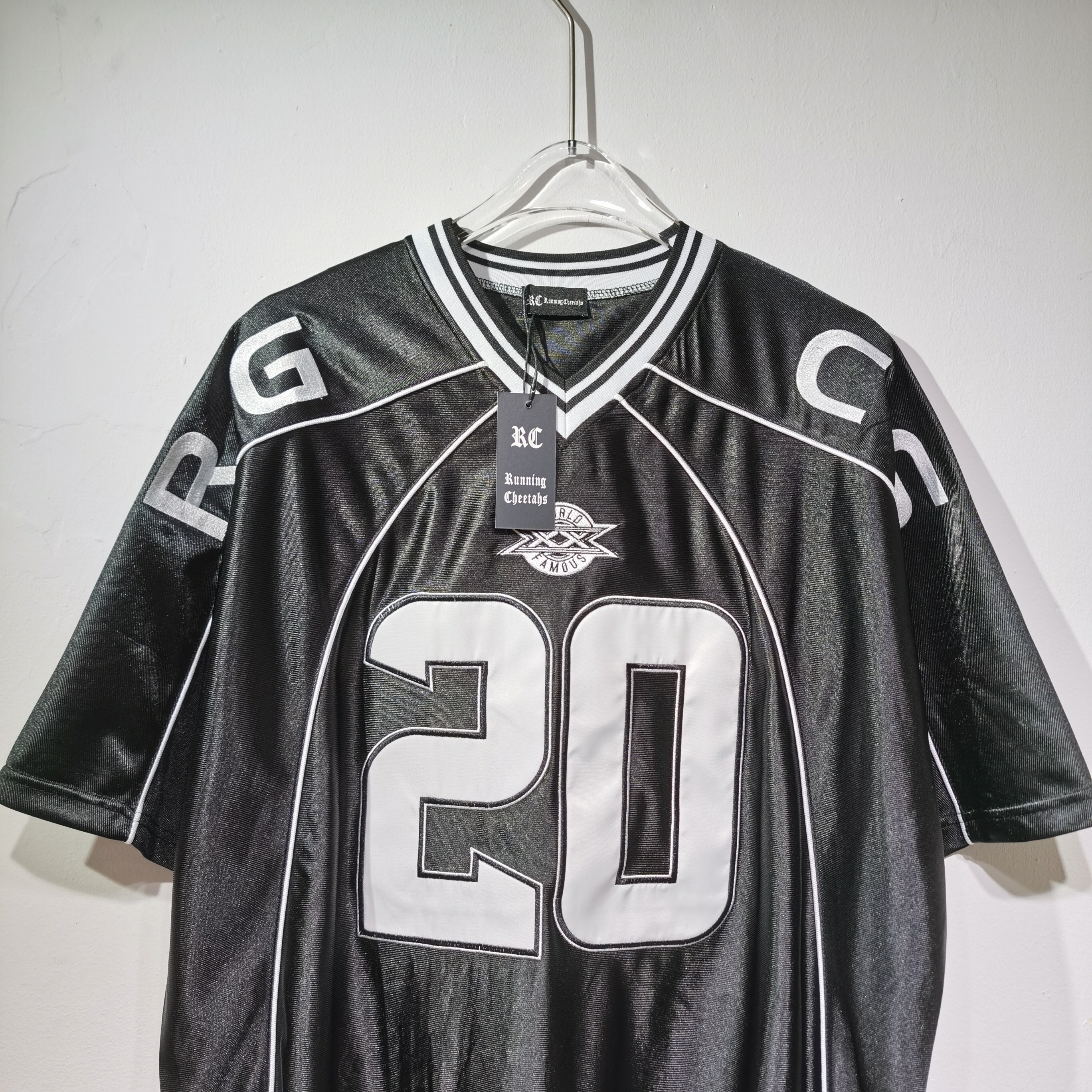 T004Su风 Paneled Jersey刺绣LOGO橄榄球网面短袖T恤黑色 迷彩  红色 SMLXL · image 13