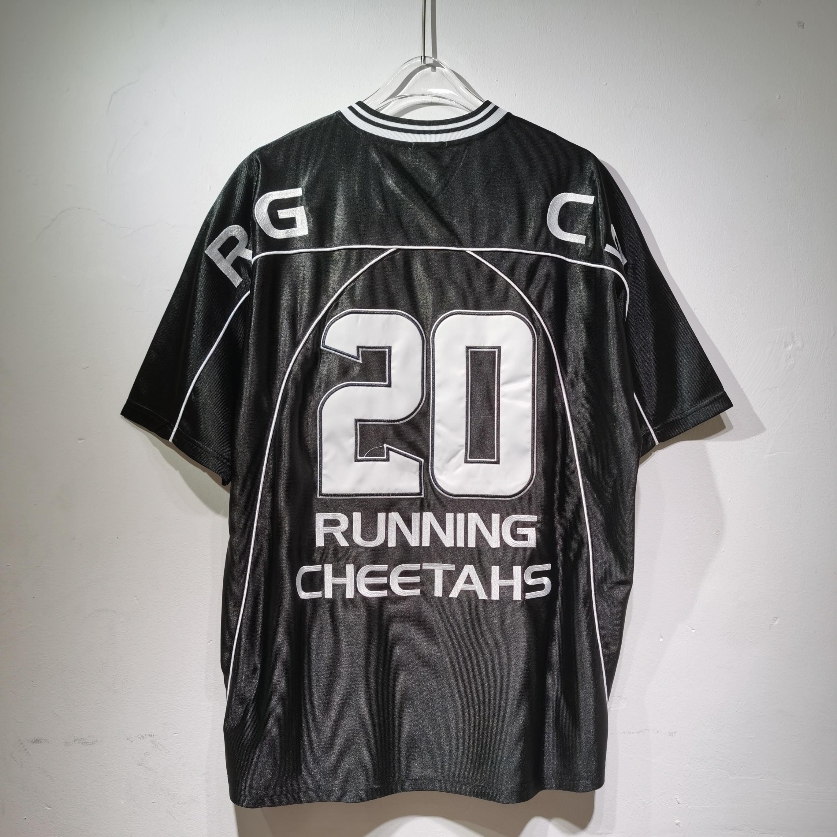 T004Su风 Paneled Jersey刺绣LOGO橄榄球网面短袖T恤黑色 迷彩  红色 SMLXL · image 15