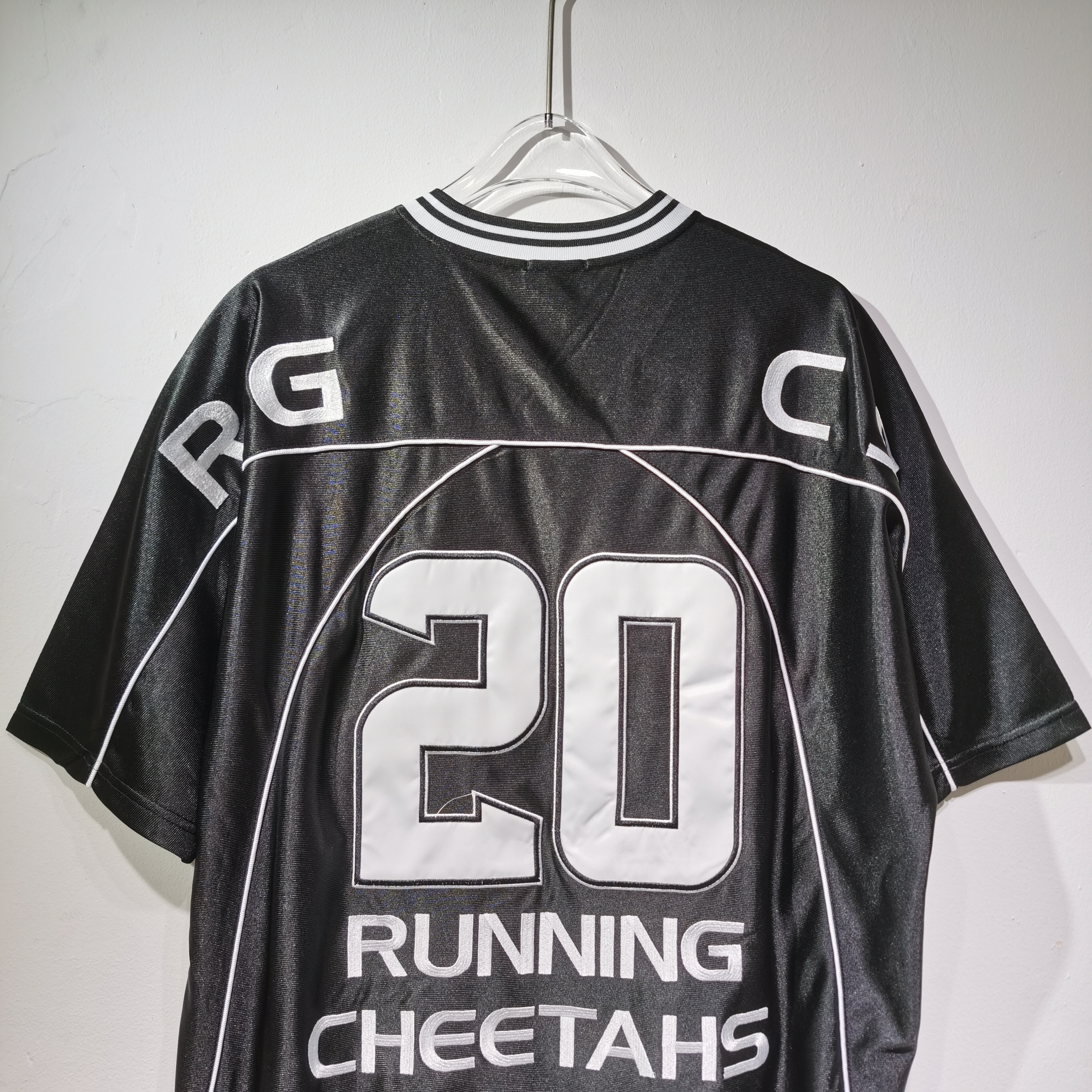 T004Su风 Paneled Jersey刺绣LOGO橄榄球网面短袖T恤黑色 迷彩  红色 SMLXL · image 16