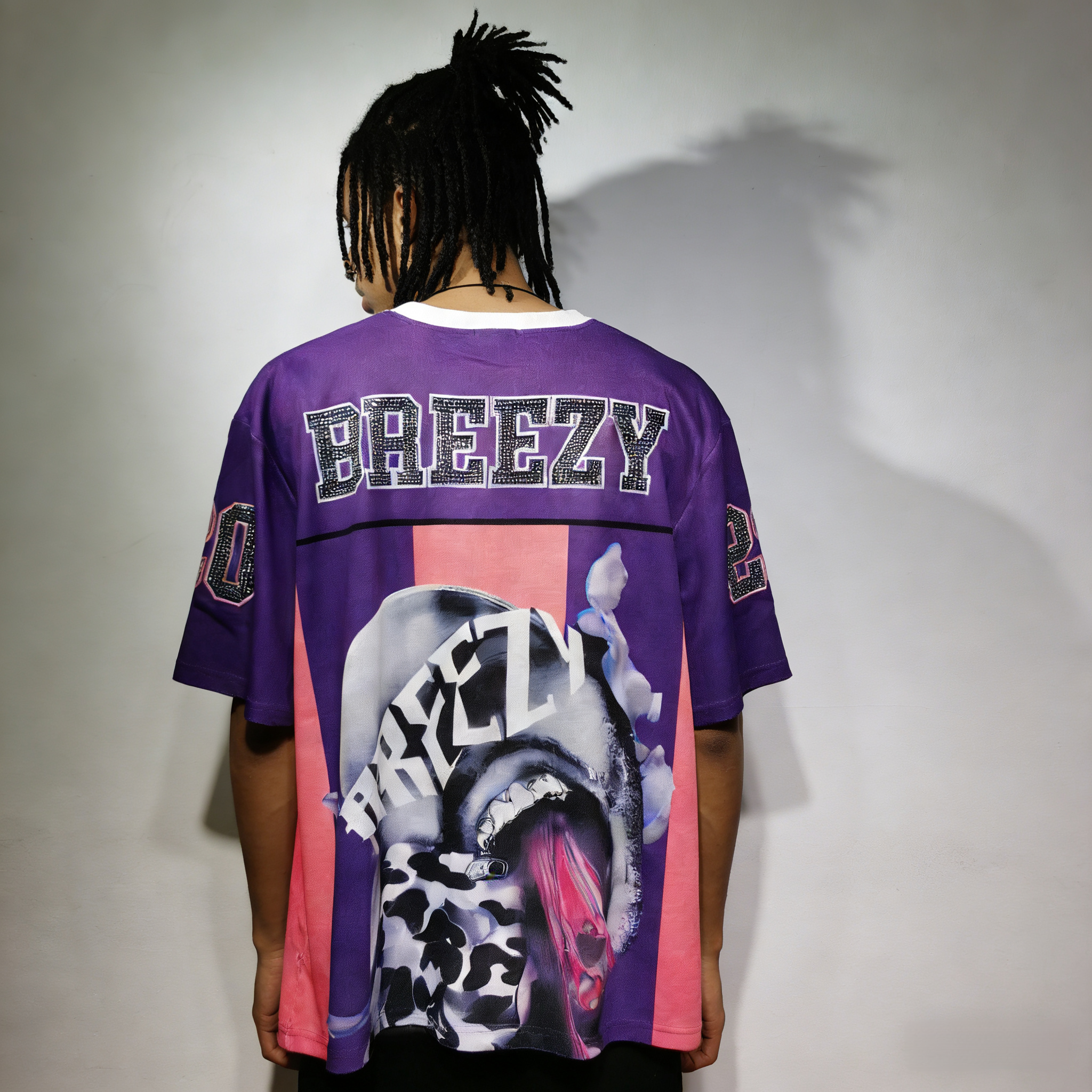 CT022 烫钻改版Team Breezy定制烫钻橄榄球衫TEAM BREEZY美式橄榄球联盟标志聚酯纤维面料 蓝色 咖啡 紫色SMLXL SMLXL · image 7