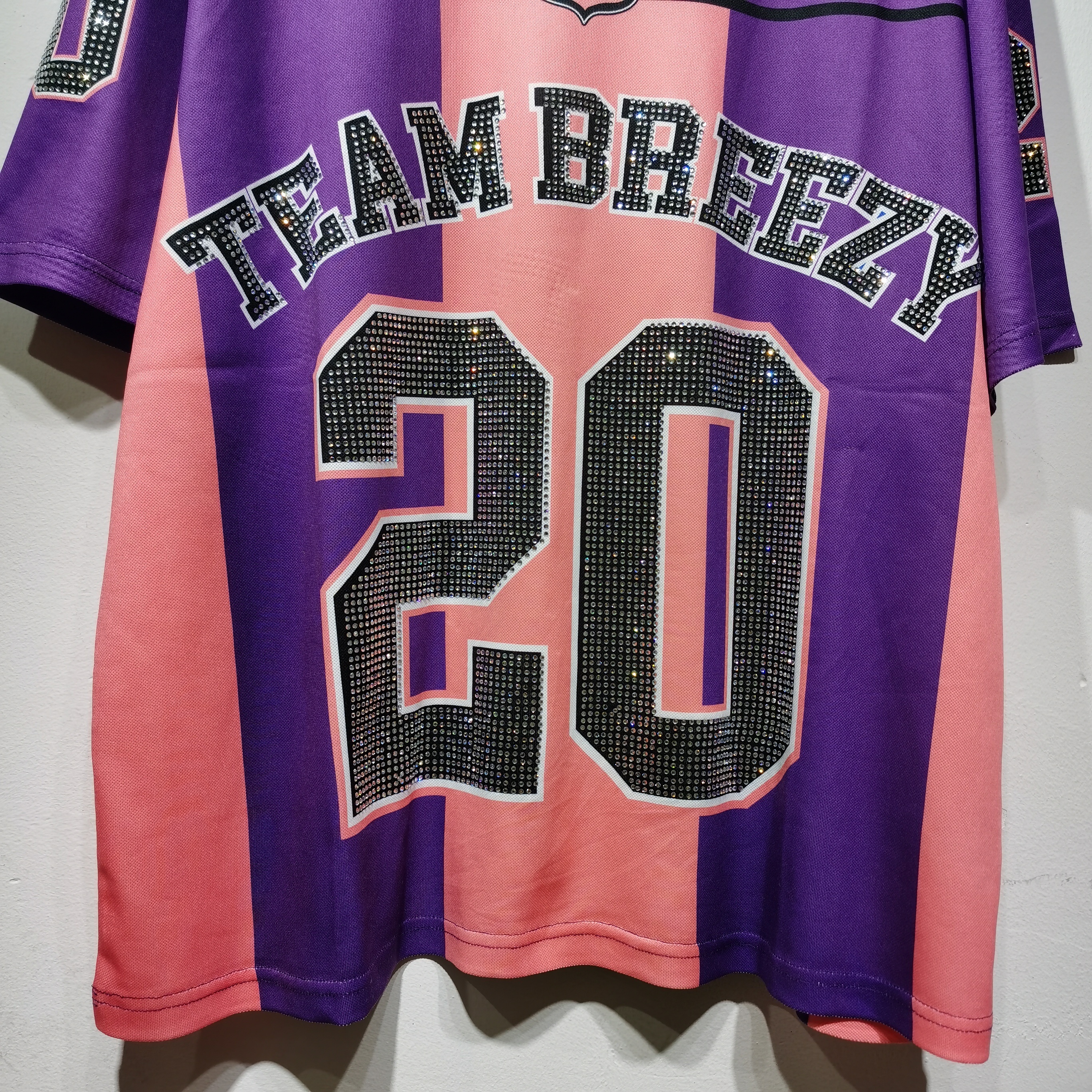 CT022 烫钻改版Team Breezy定制烫钻橄榄球衫TEAM BREEZY美式橄榄球联盟标志聚酯纤维面料 蓝色 咖啡 紫色SMLXL SMLXL · image 22