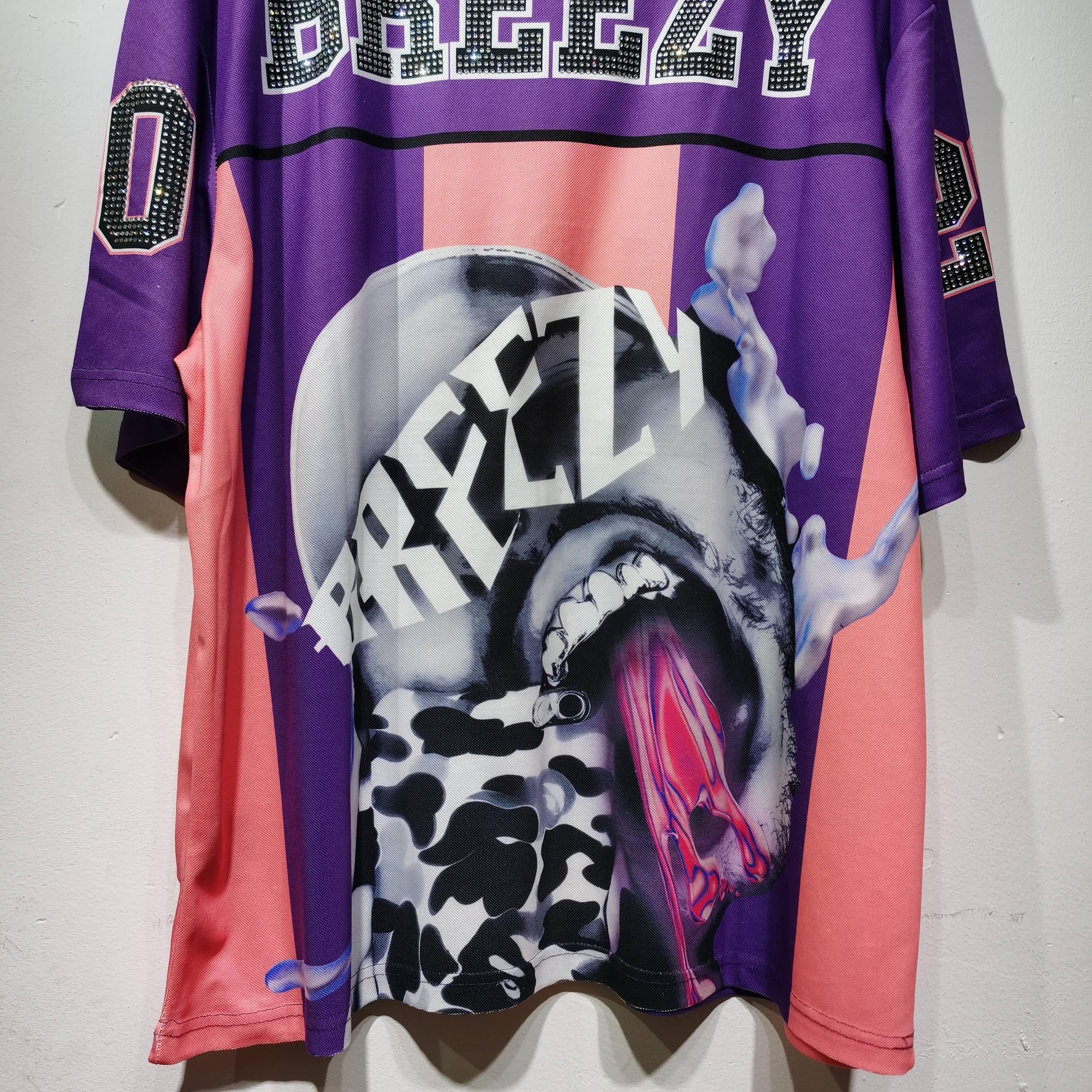 CT022 烫钻改版Team Breezy定制烫钻橄榄球衫TEAM BREEZY美式橄榄球联盟标志聚酯纤维面料 蓝色 咖啡 紫色SMLXL SMLXL · image 25