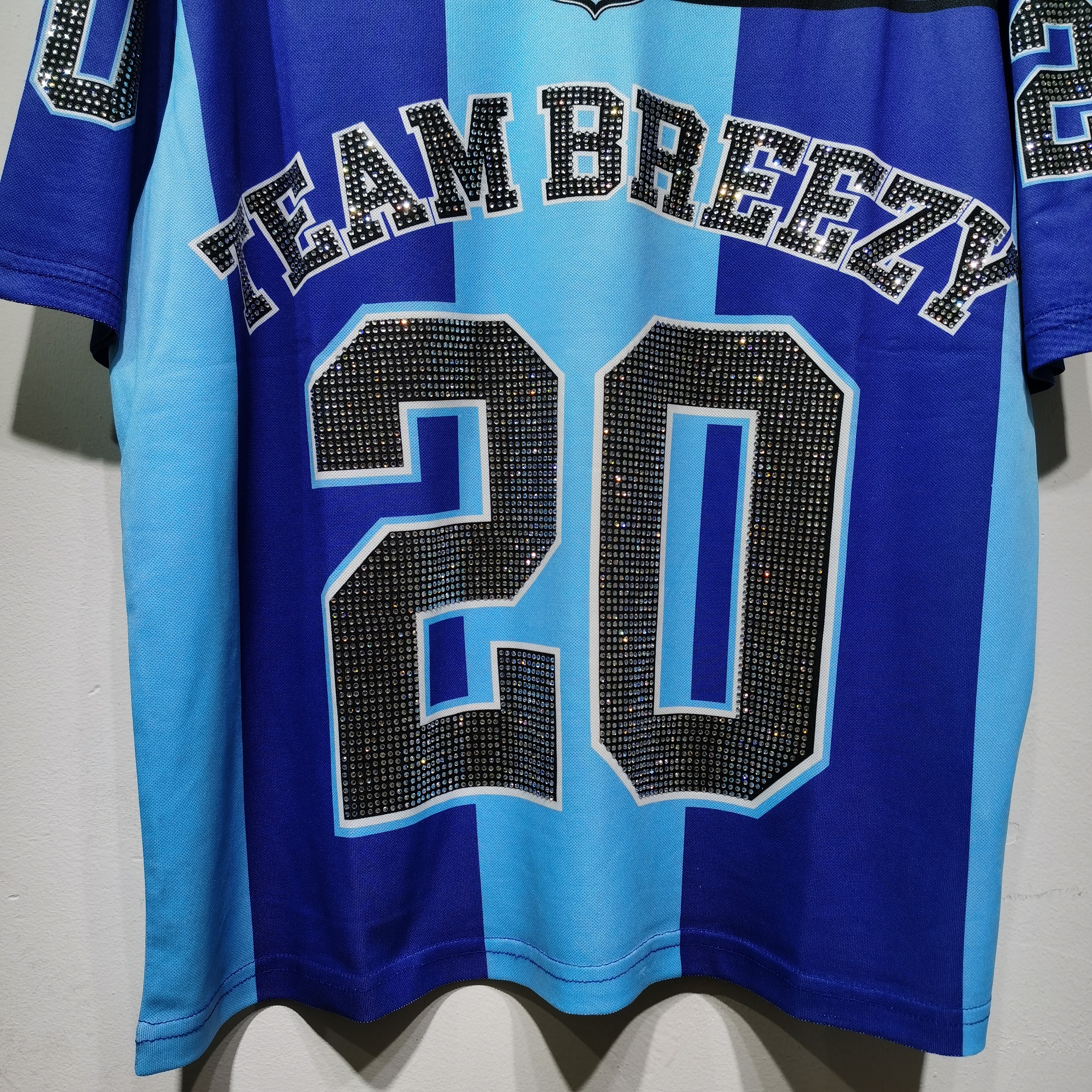 CT022 烫钻改版Team Breezy定制烫钻橄榄球衫TEAM BREEZY美式橄榄球联盟标志聚酯纤维面料 蓝色 咖啡 紫色SMLXL SMLXL · image 28