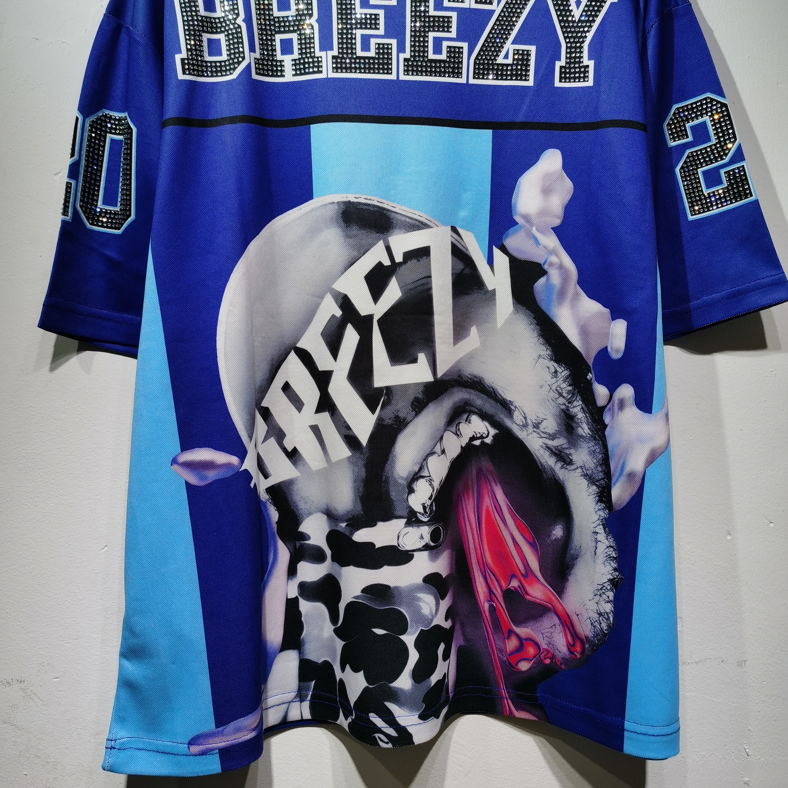 CT022 烫钻改版Team Breezy定制烫钻橄榄球衫TEAM BREEZY美式橄榄球联盟标志聚酯纤维面料 蓝色 咖啡 紫色SMLXL SMLXL · image 31
