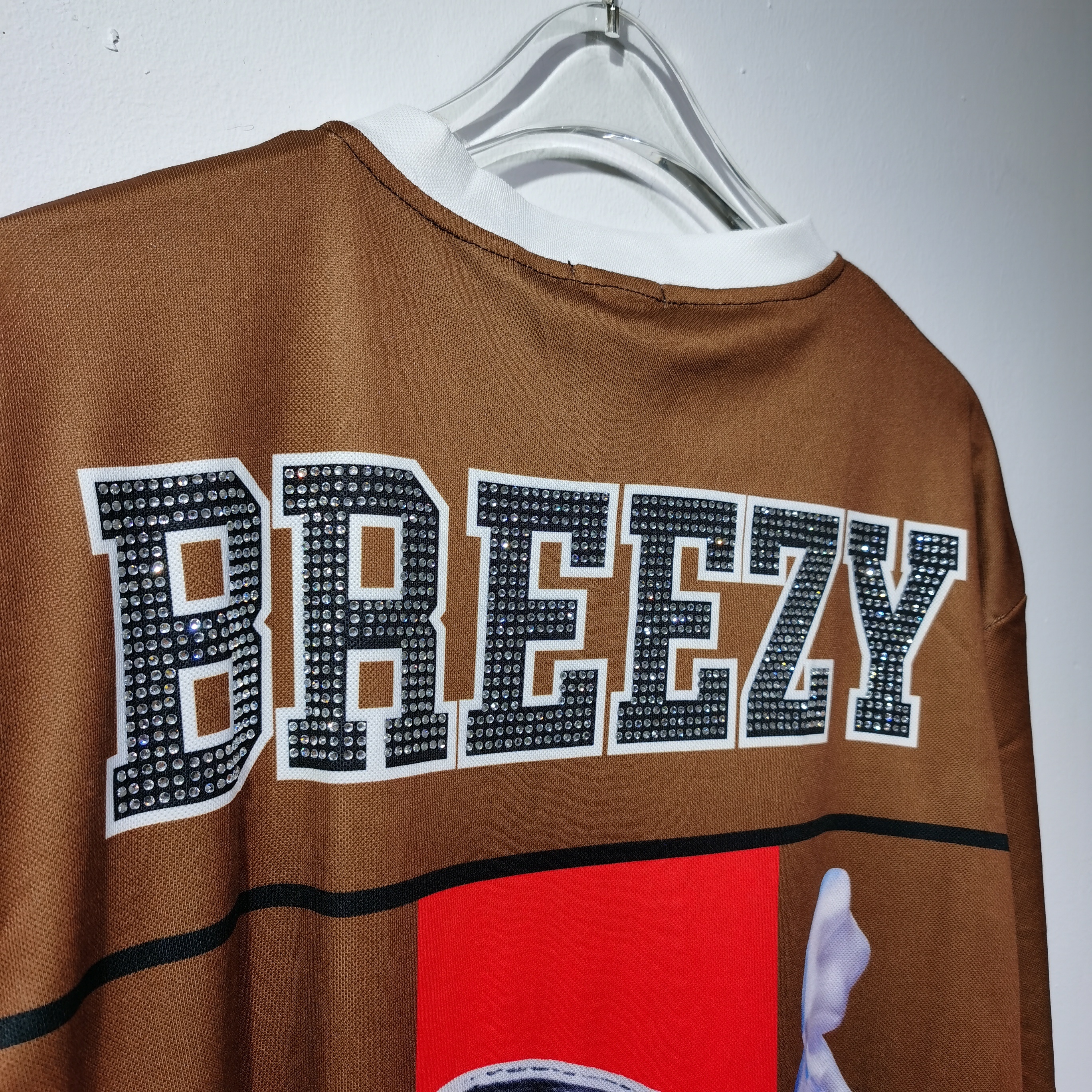 CT022 烫钻改版Team Breezy定制烫钻橄榄球衫TEAM BREEZY美式橄榄球联盟标志聚酯纤维面料 蓝色 咖啡 紫色SMLXL SMLXL · image 37