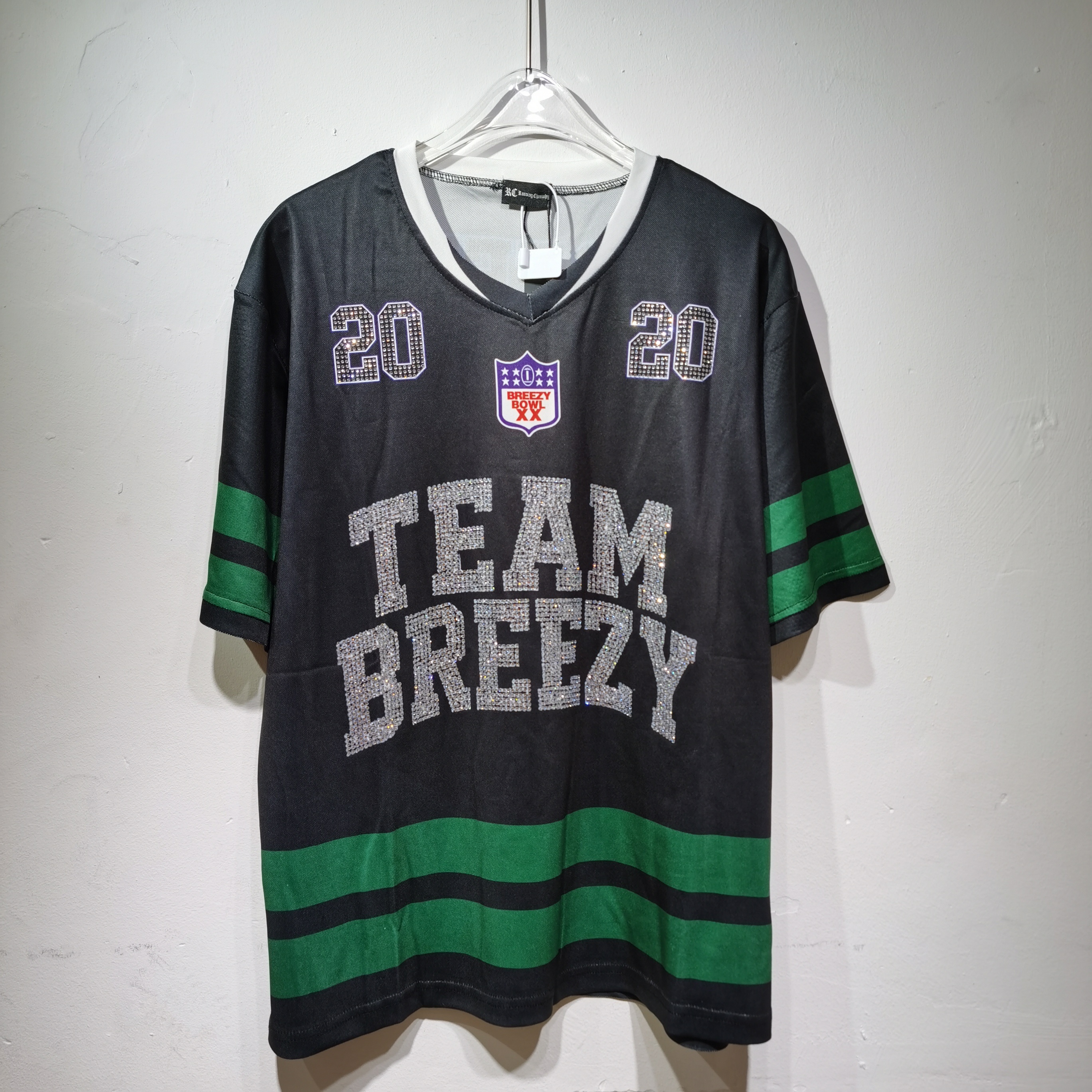 CT020Team Breezy定制烫钻橄榄球衫TEAM BREEZY美式橄榄球联盟标志聚酯纤维面料 蓝色 绿色 SMLXL · image 13