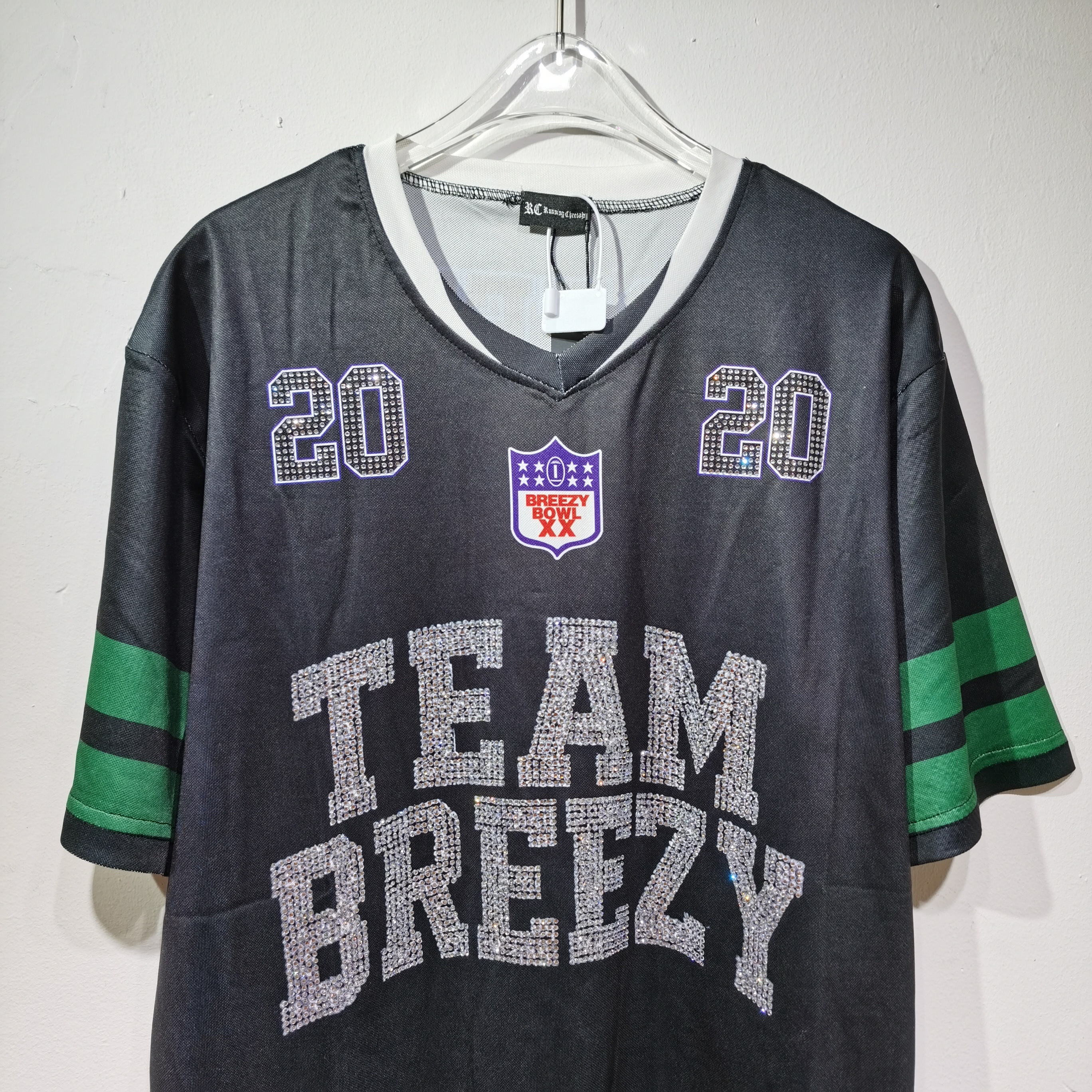 CT020Team Breezy定制烫钻橄榄球衫TEAM BREEZY美式橄榄球联盟标志聚酯纤维面料 蓝色 绿色 SMLXL · image 14
