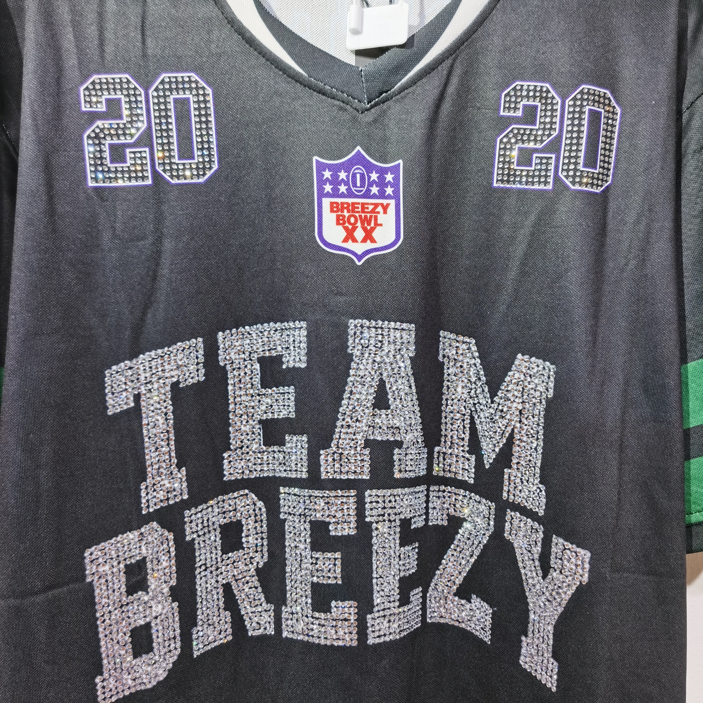 CT020Team Breezy定制烫钻橄榄球衫TEAM BREEZY美式橄榄球联盟标志聚酯纤维面料 蓝色 绿色 SMLXL · image 15