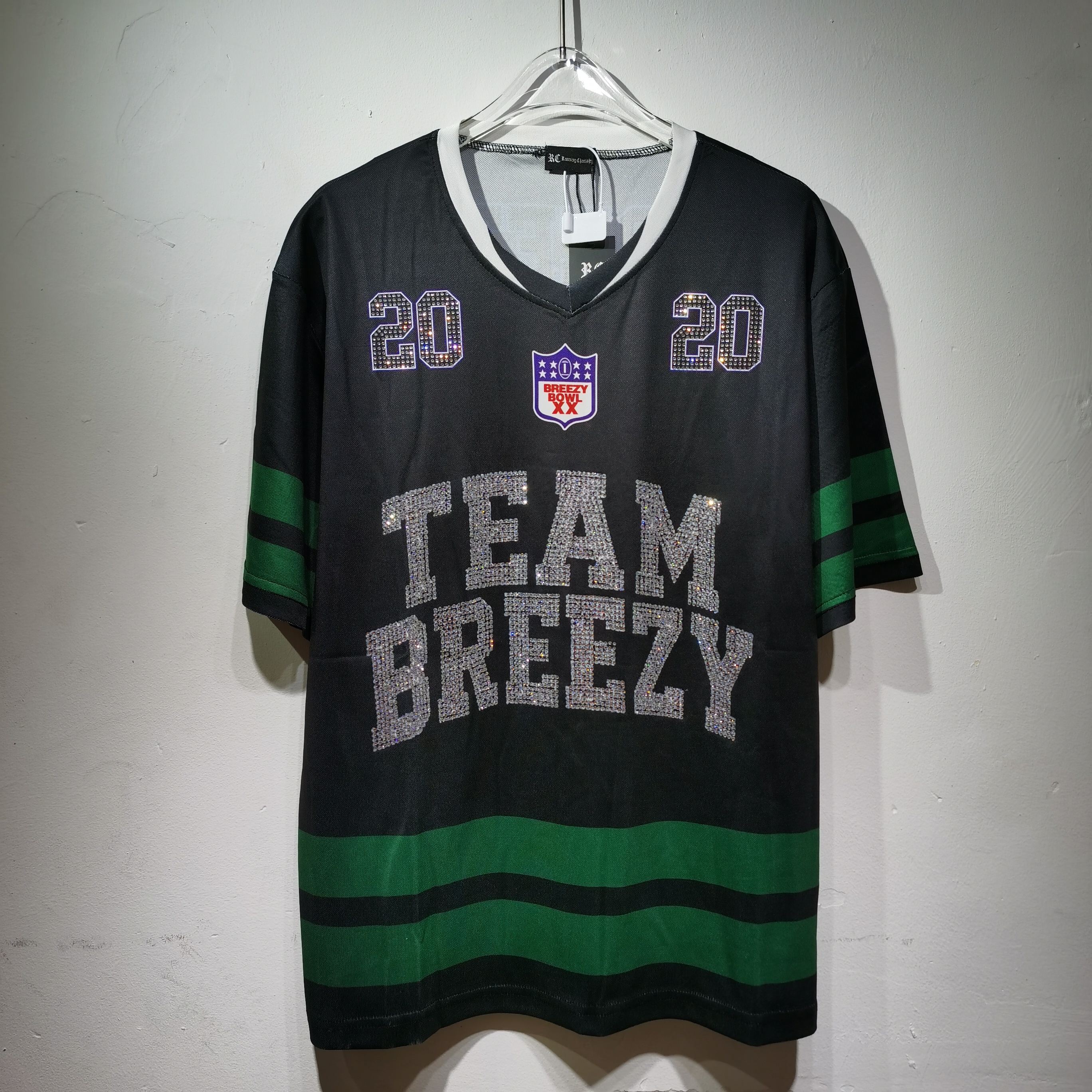 CT020Team Breezy定制烫钻橄榄球衫TEAM BREEZY美式橄榄球联盟标志聚酯纤维面料 蓝色 绿色 SMLXL · image 20