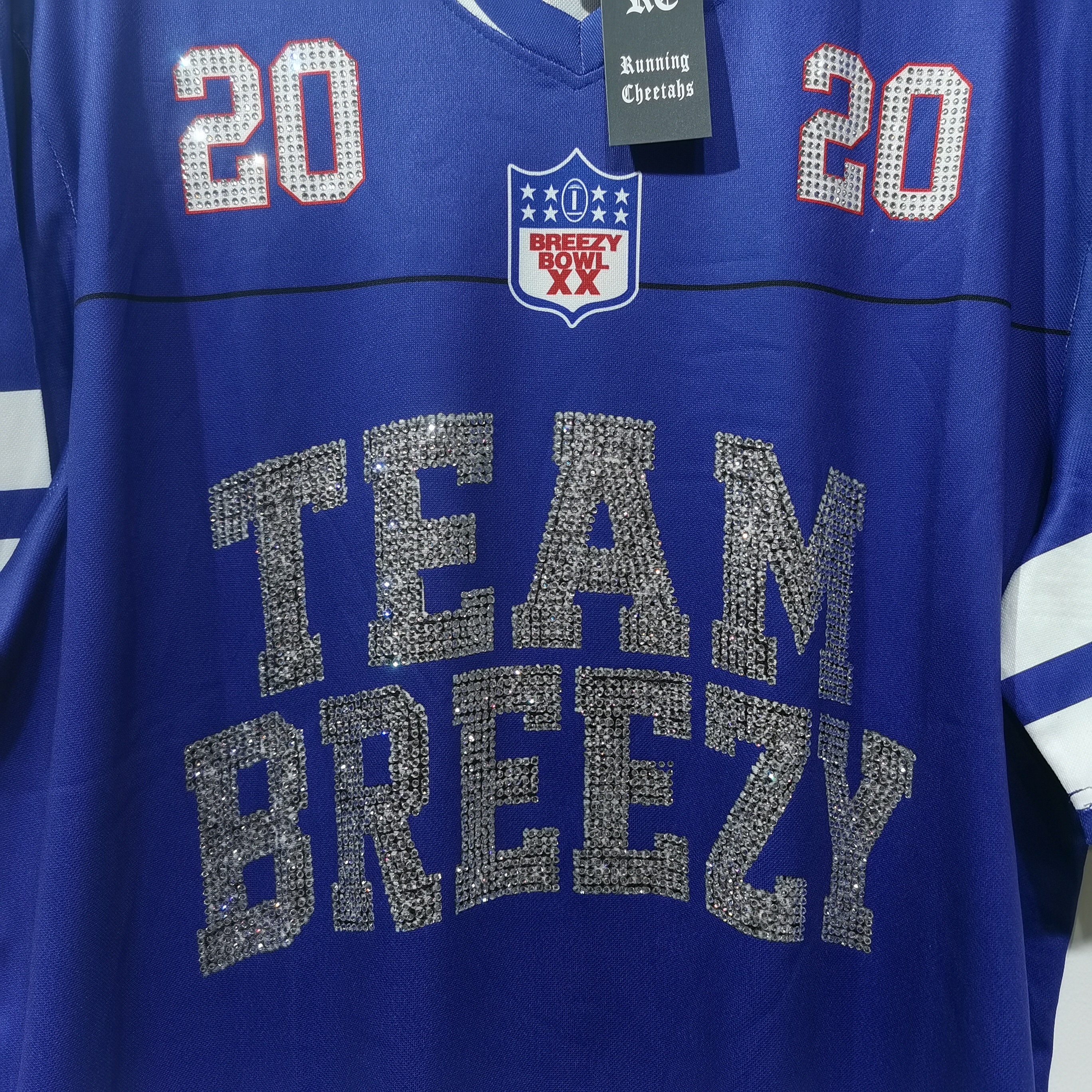 CT020Team Breezy定制烫钻橄榄球衫TEAM BREEZY美式橄榄球联盟标志聚酯纤维面料 蓝色 绿色 SMLXL · image 30