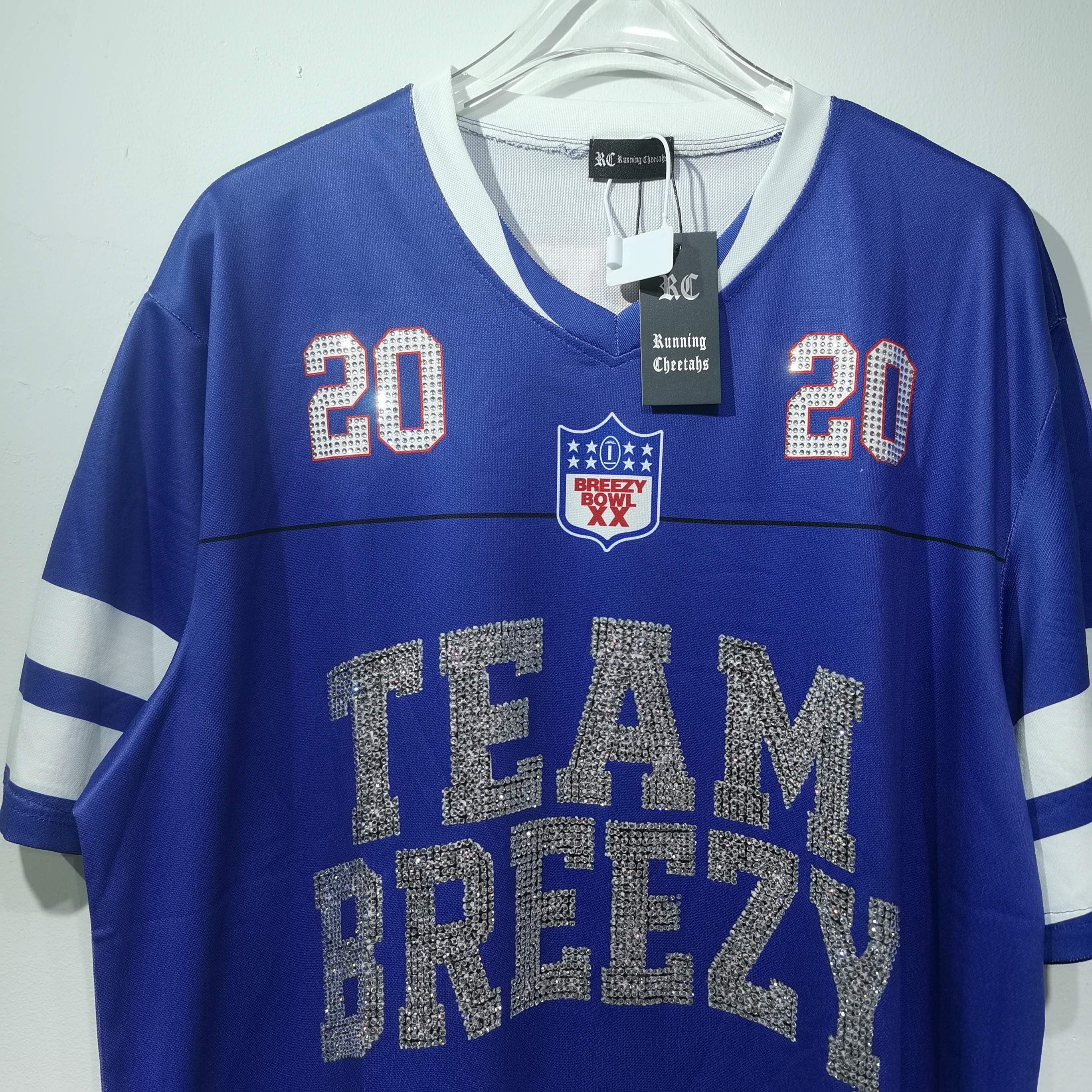CT020Team Breezy定制烫钻橄榄球衫TEAM BREEZY美式橄榄球联盟标志聚酯纤维面料 蓝色 绿色 SMLXL · image 34