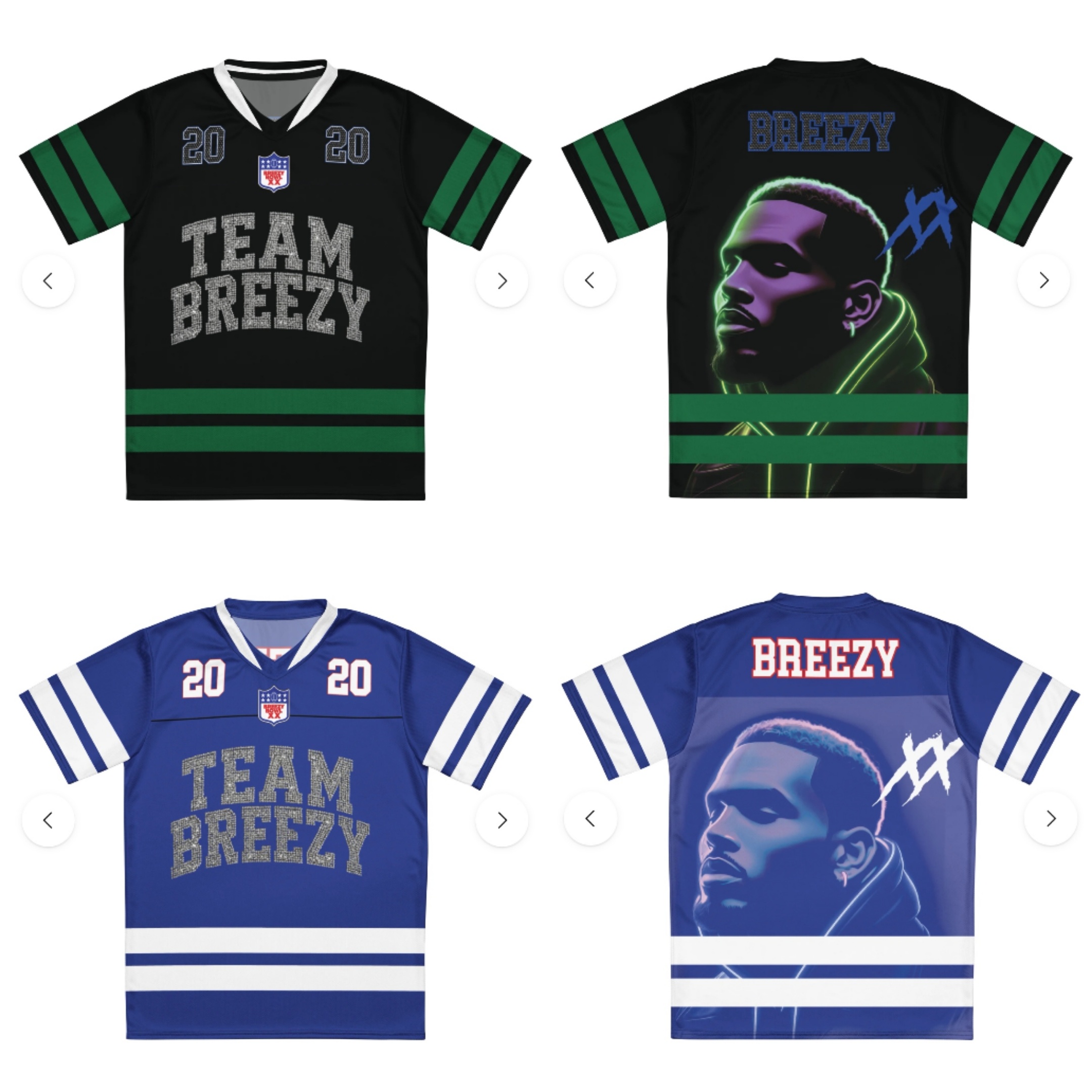 CT020Team Breezy定制烫钻橄榄球衫TEAM BREEZY美式橄榄球联盟标志聚酯纤维面料 蓝色 绿色 SMLXL · image 36