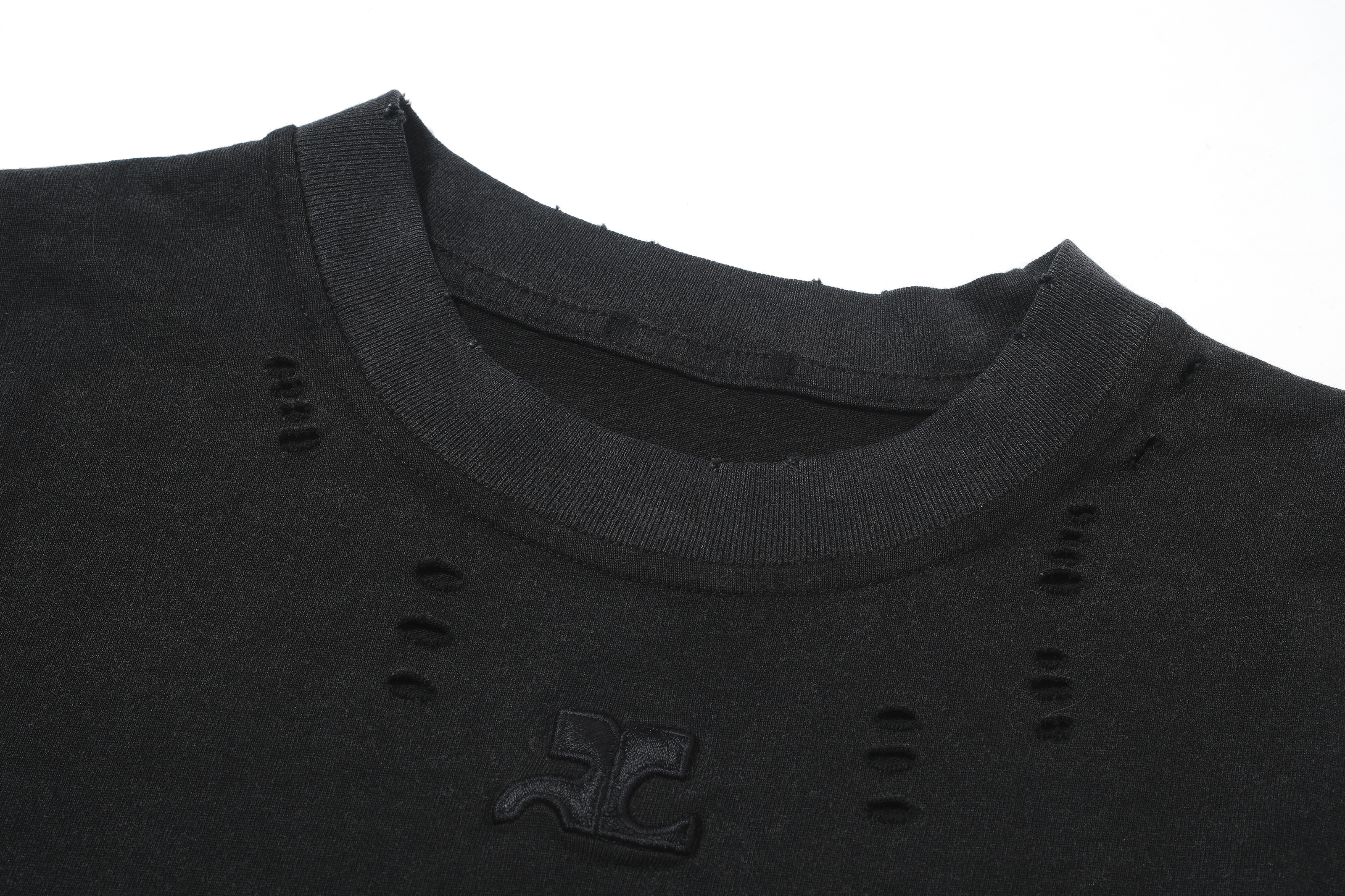 8070#Courreges做旧破洞LOGO字母短袖T恤 粉色 黑色 S-XL · image 9