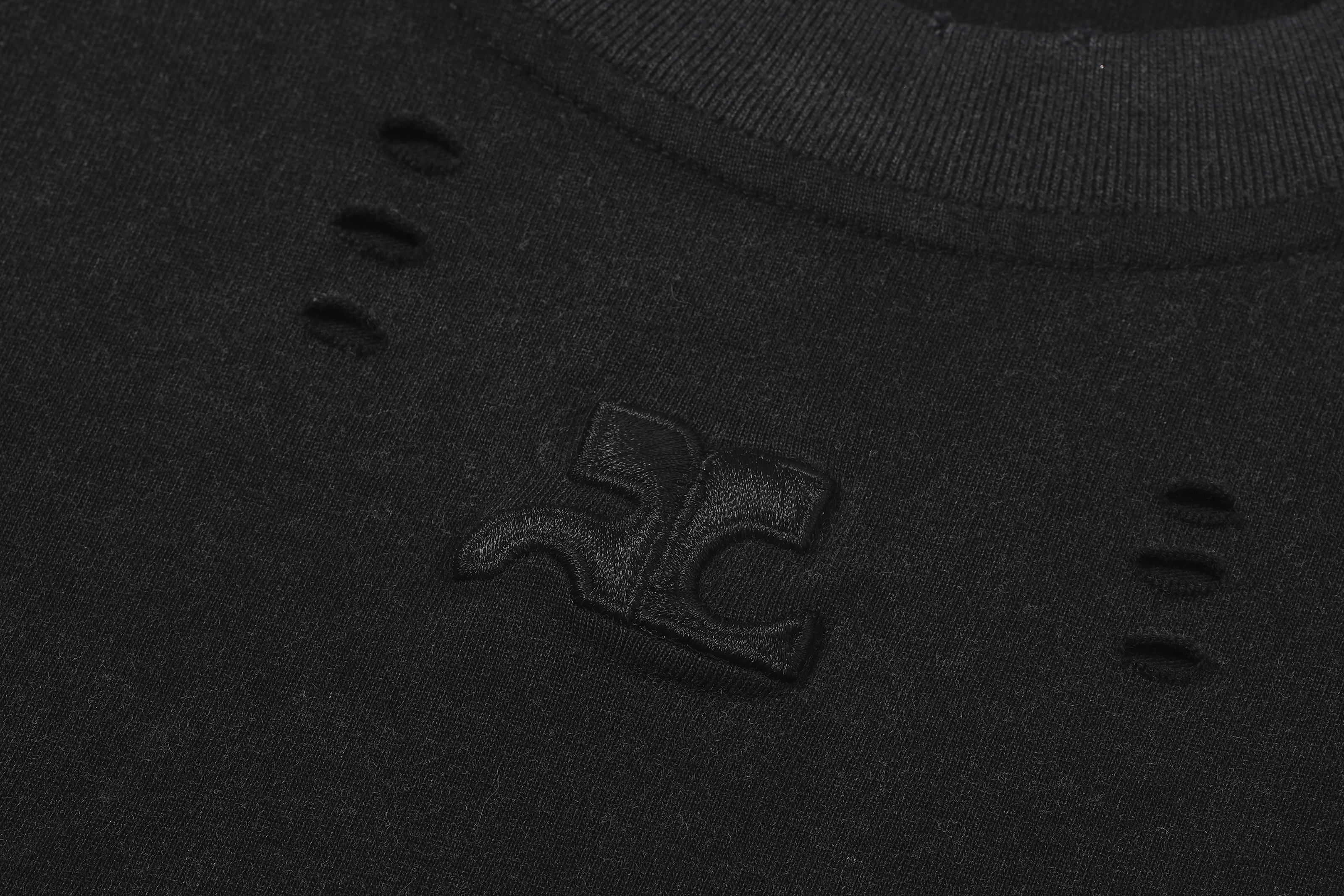 8070#Courreges做旧破洞LOGO字母短袖T恤 粉色 黑色 S-XL · image 10