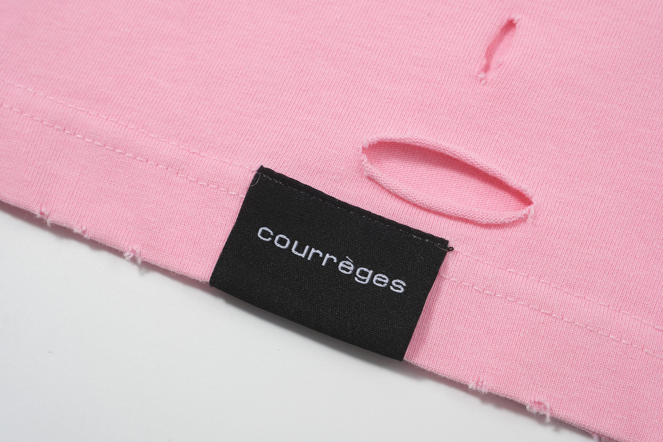 8070#Courreges做旧破洞LOGO字母短袖T恤 粉色 黑色 S-XL · image 35