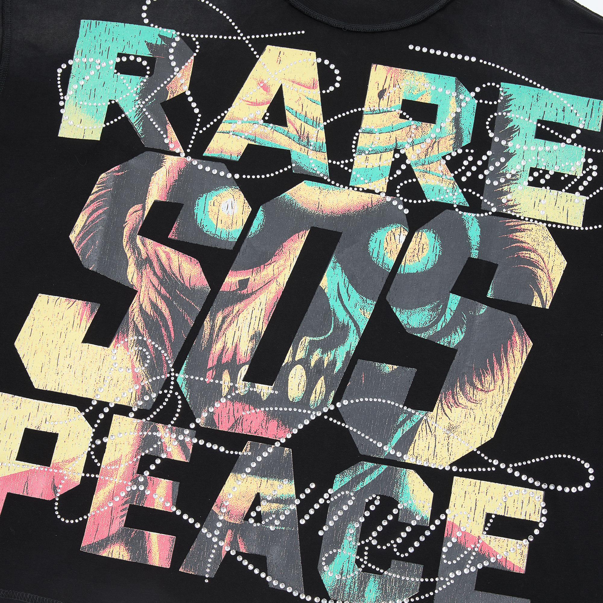 RP112#  RARE PEACE Save Our Souls Graphic Crop T-shirt 街头潮牌oversize超大版型烫钻短袖T恤 · image 12