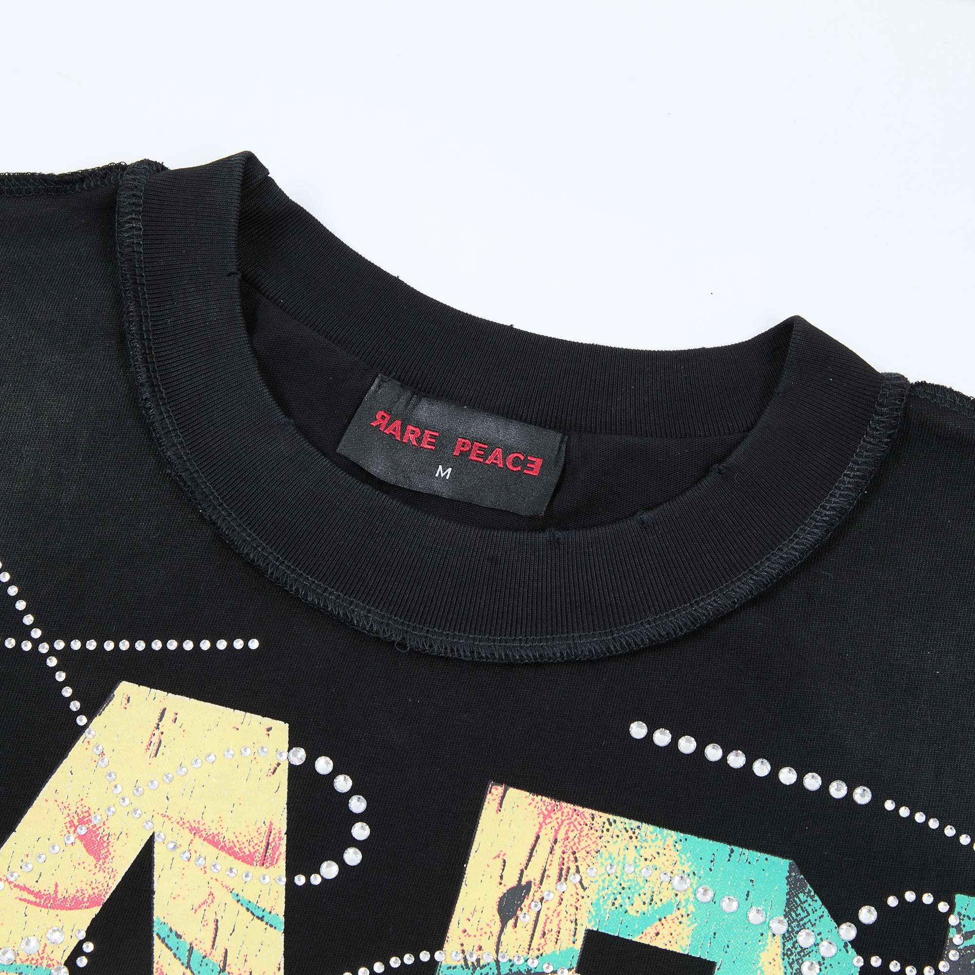 RP112#  RARE PEACE Save Our Souls Graphic Crop T-shirt 街头潮牌oversize超大版型烫钻短袖T恤 · image 13